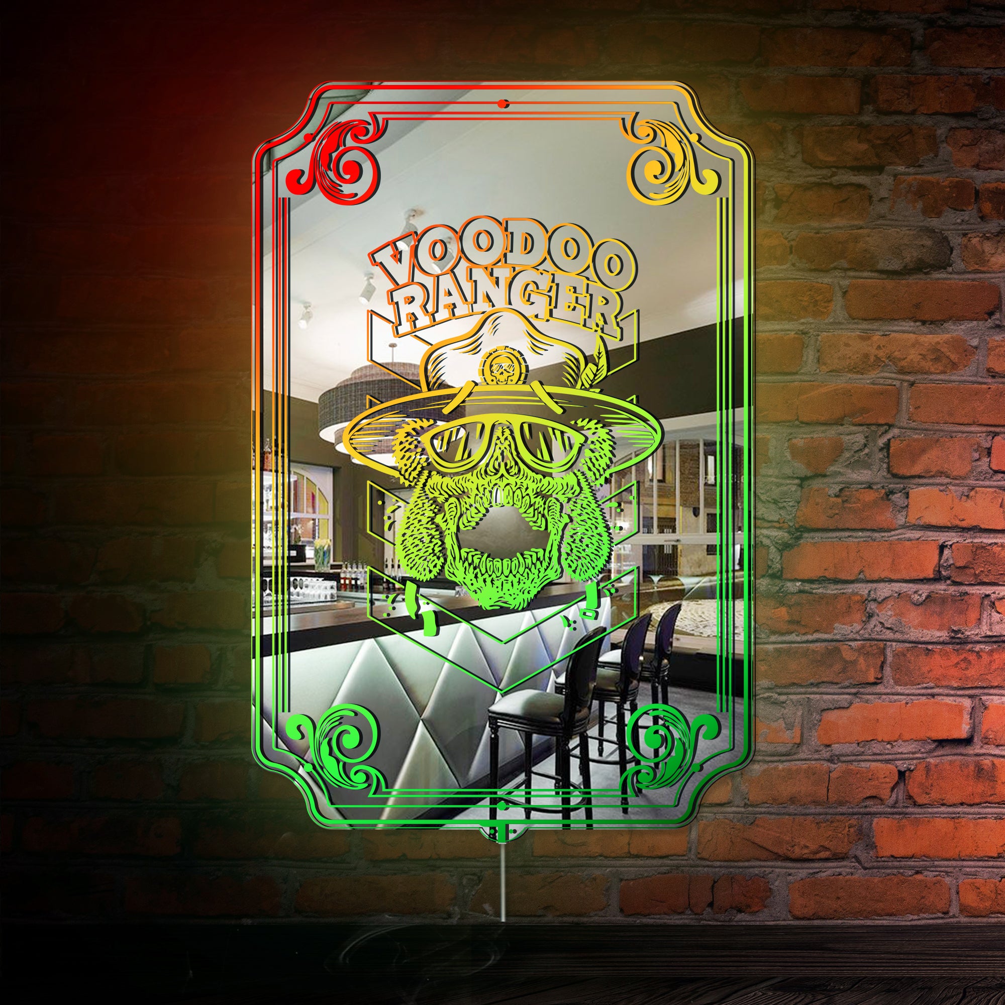 Voodoos Rangers IPA New Belgium RGB LED Neon Sign with Elegant Mirror ...