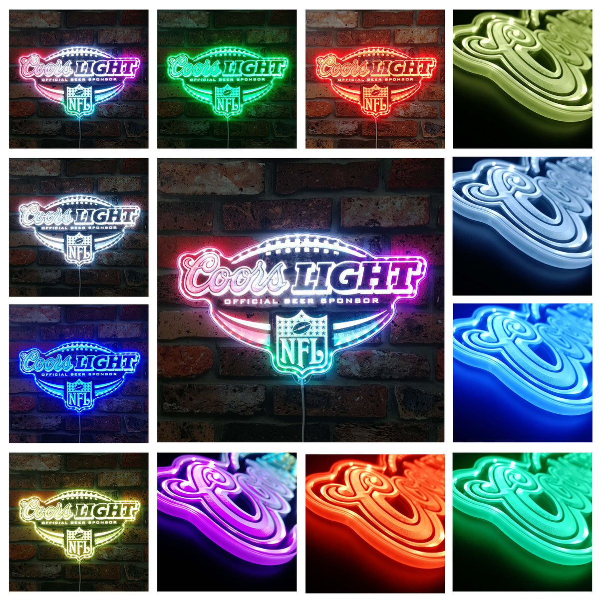 coors light nfl Dynamic RGB Edge Lit LED Sign | PROLEDSIGN