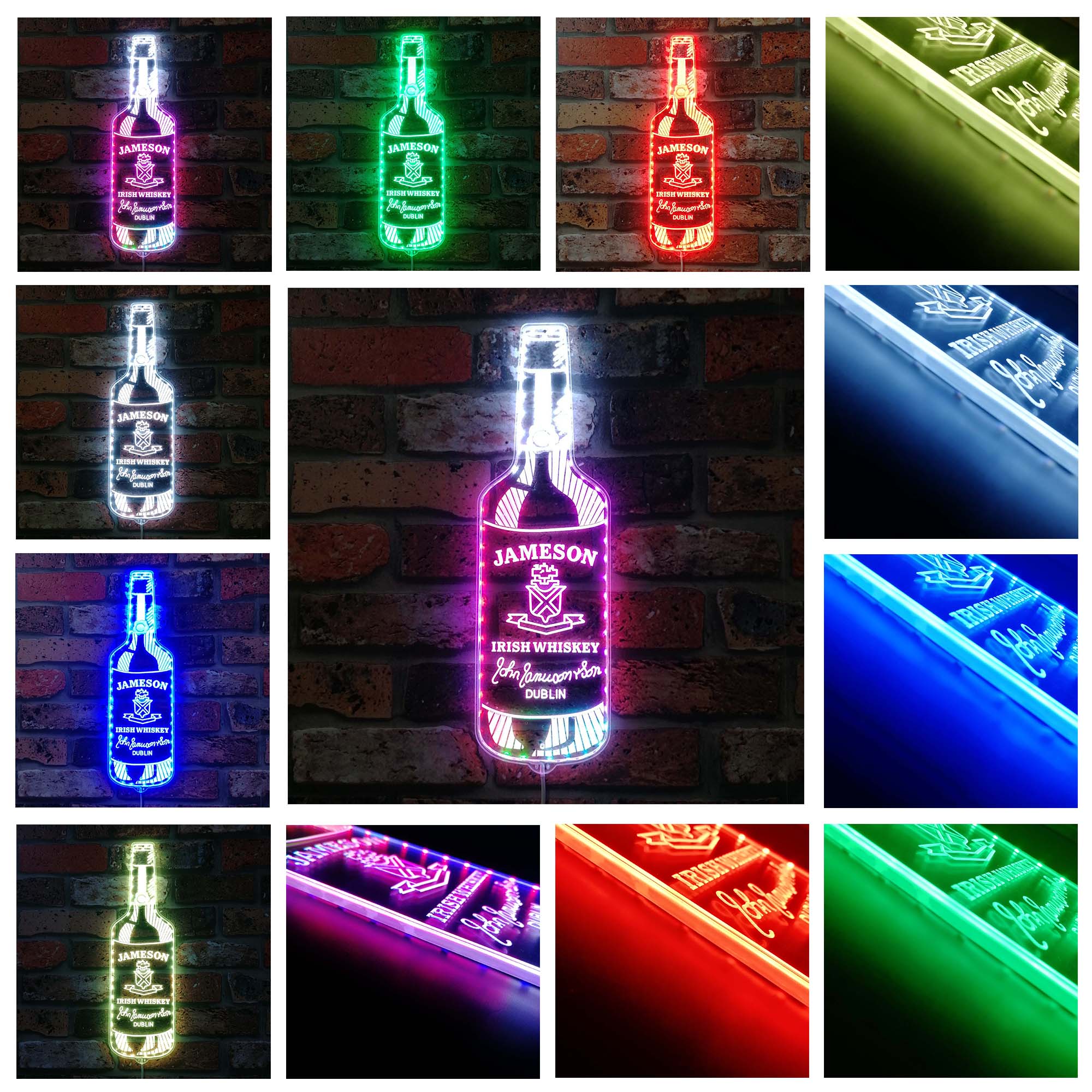 Jameson bottle Dynamic RGB Edge Lit LED Sign