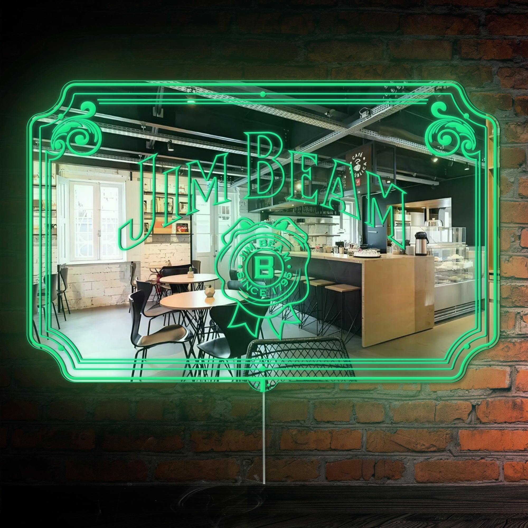Jim Beam RGB LED Neon Sign with Elegant Mirror Backing | PROLEDSIGN