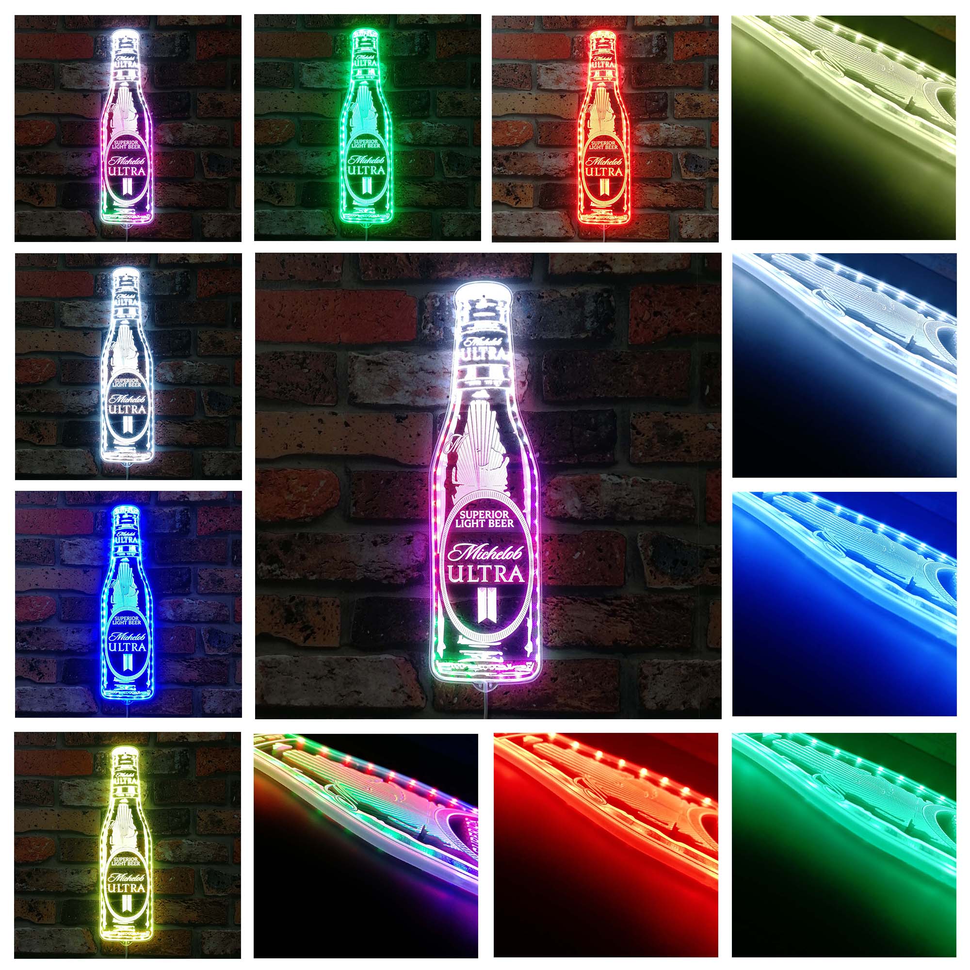 michelob ultra Bottle Dynamic RGB Edge Lit LED Sign