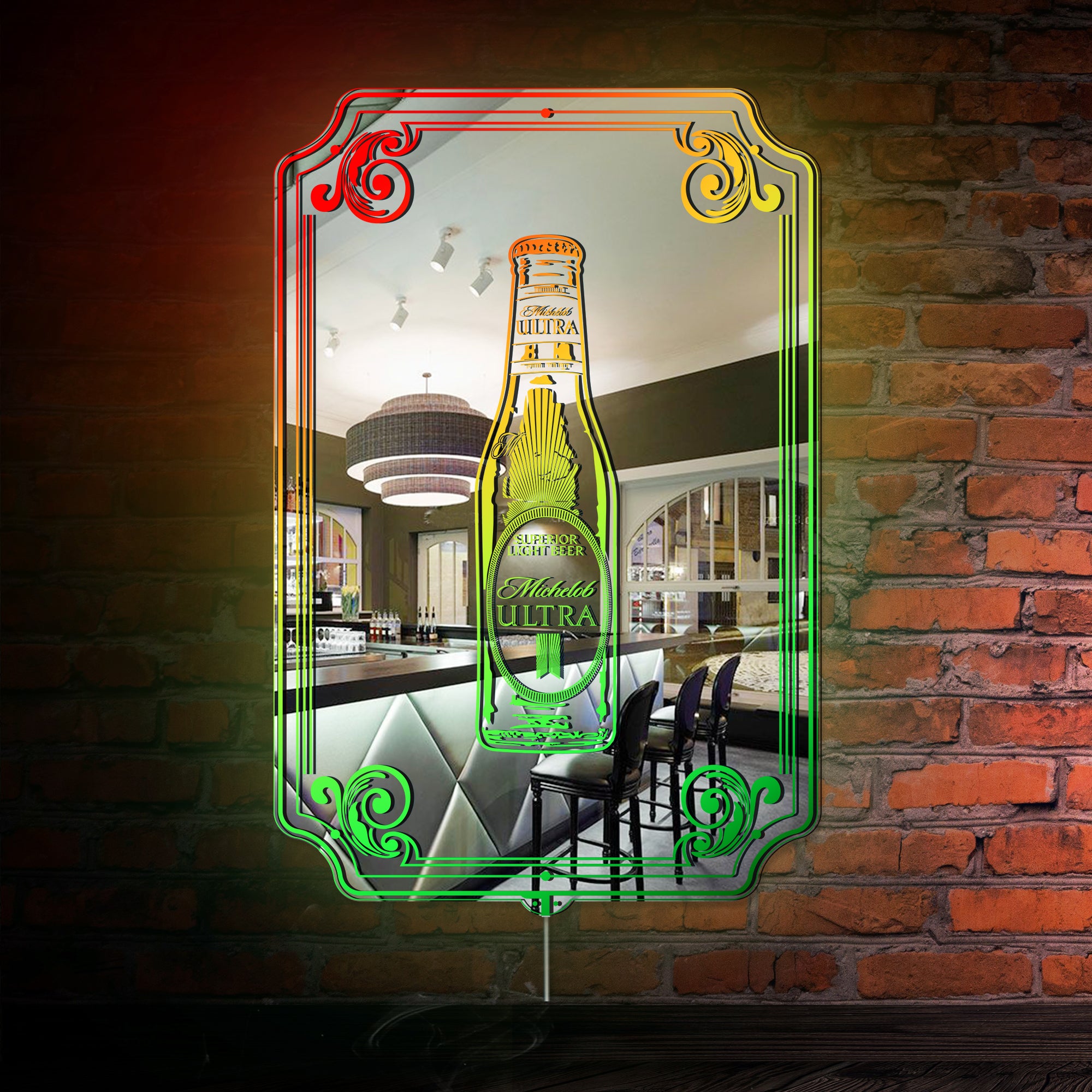 Michelob Ultra RGB LED Neon Sign with Elegant Mirror Backing