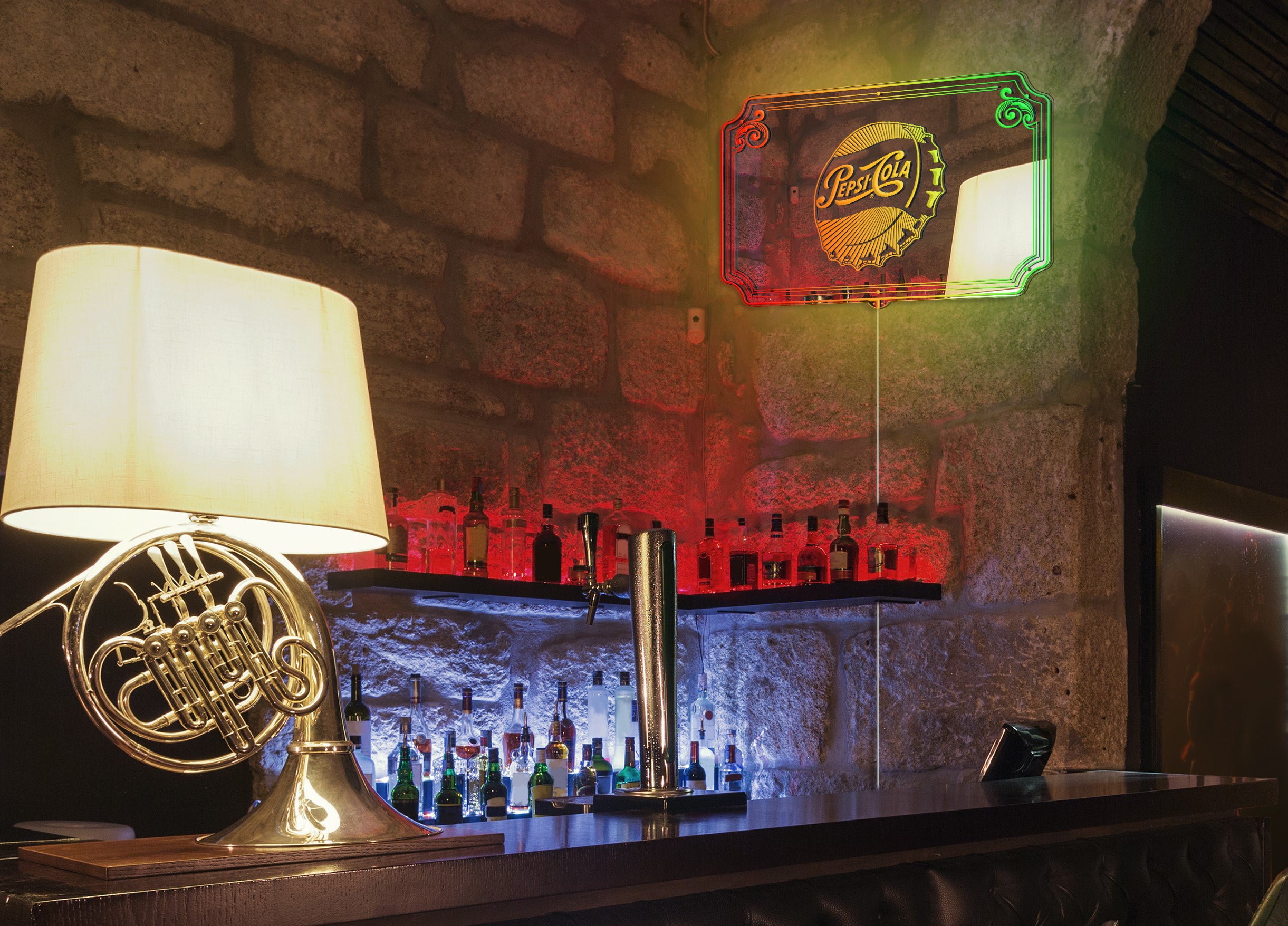 Pepsi Cola RGB LED Neon Sign with Elegant Mirror Backing