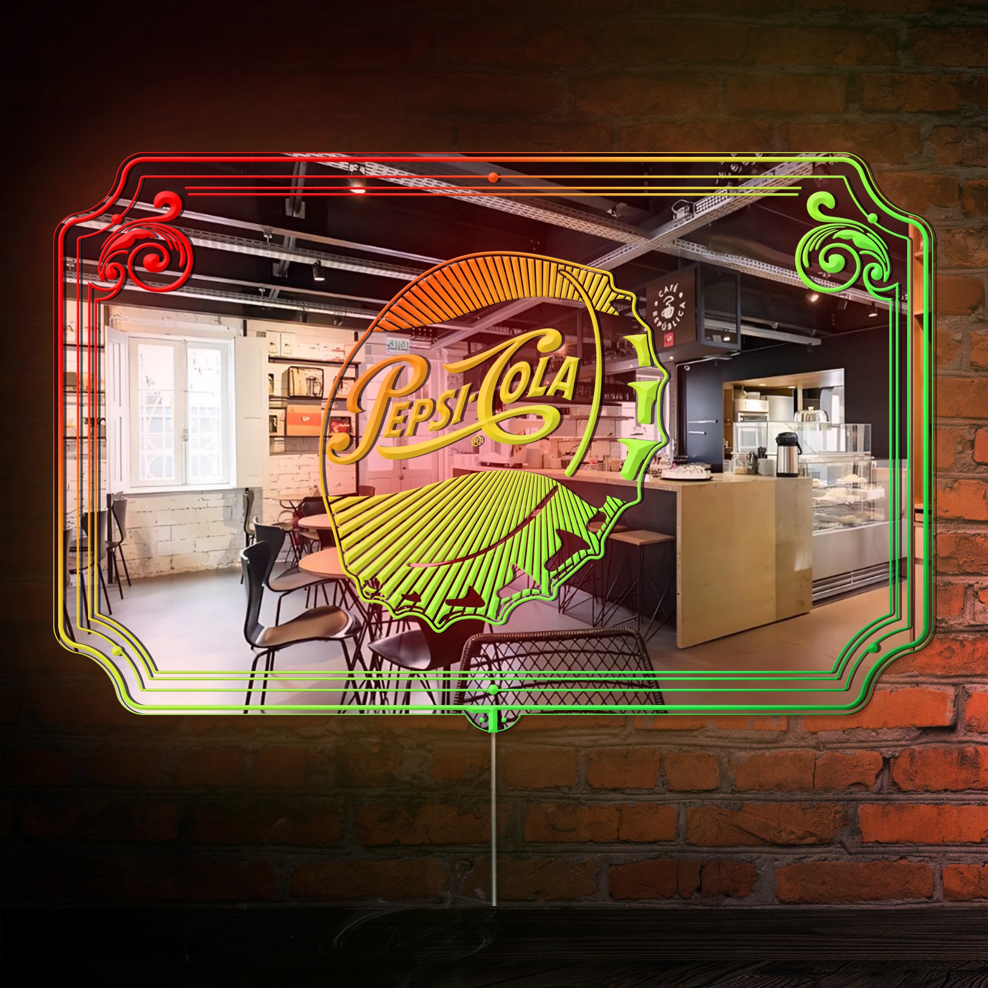Pepsi cola RGB LED Neon Sign with Elegant Mirror Backing | PROLEDSIGN