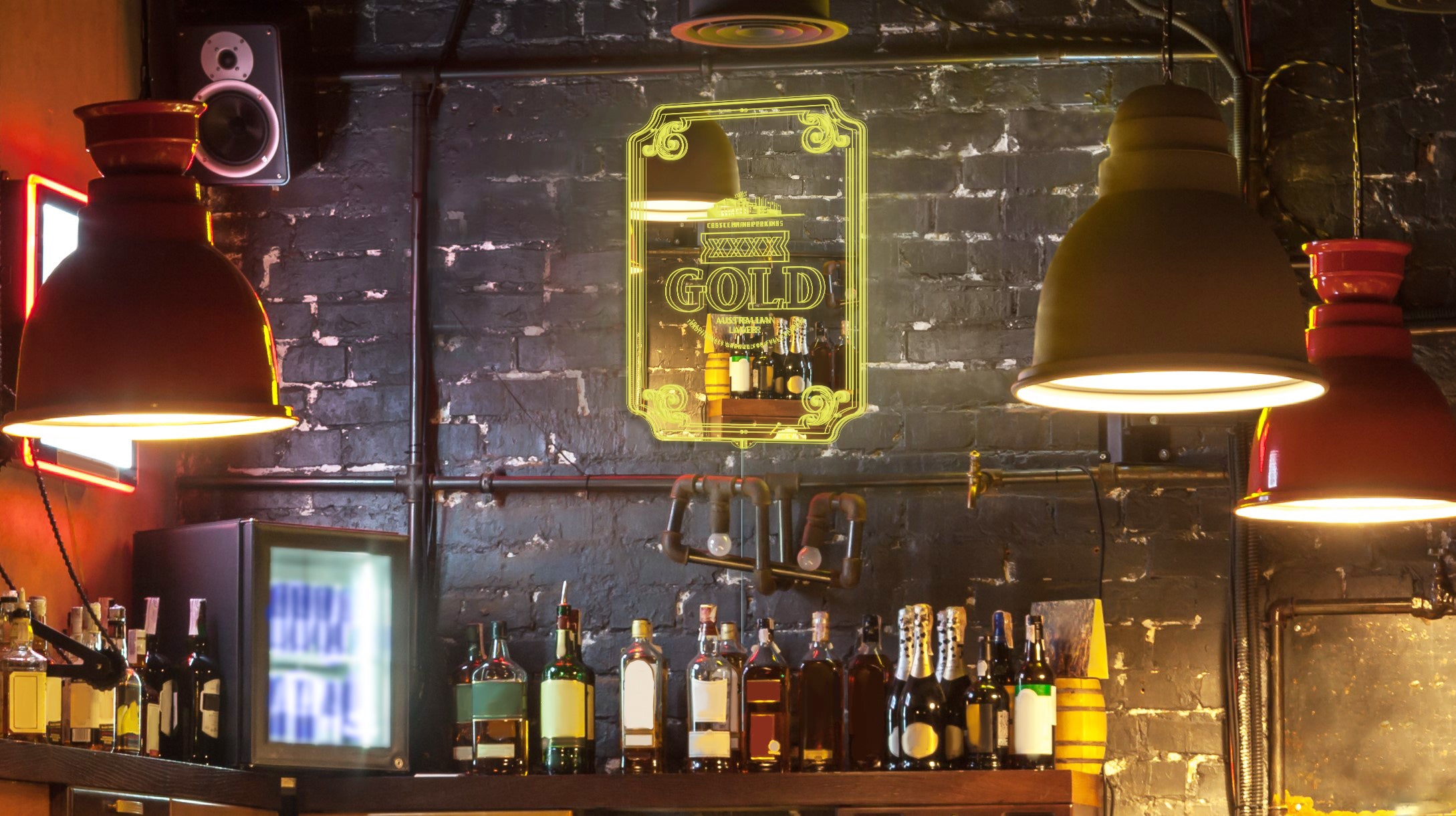 XXXX Gold Lager RGB LED Neon Sign with Elegant Mirror Backing