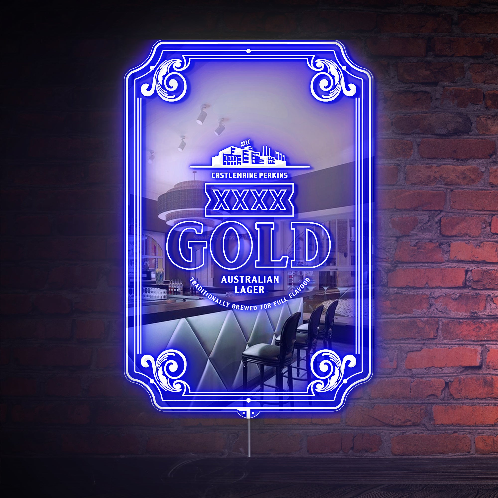 XXXX Gold Lager RGB LED Neon Sign with Elegant Mirror Backing