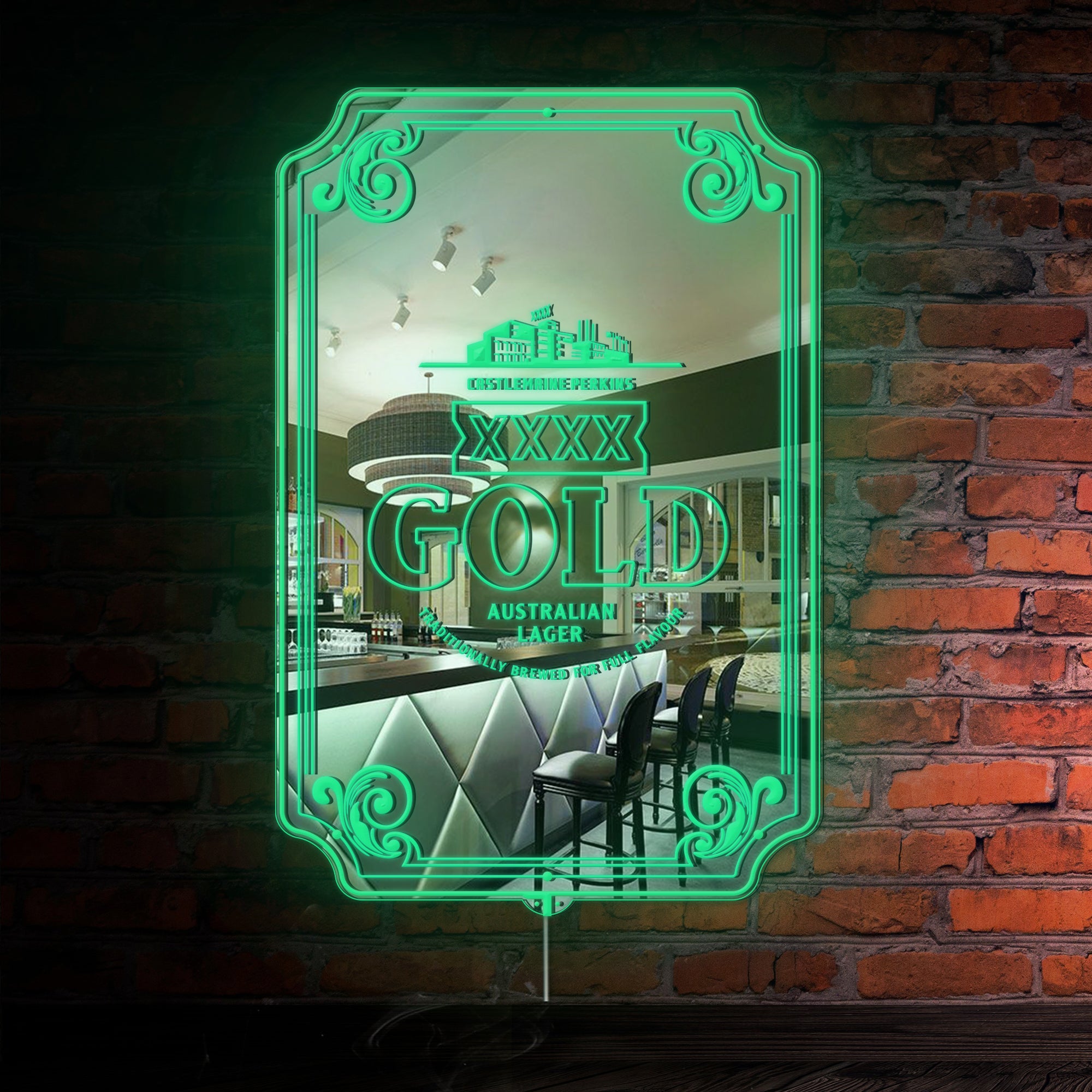 XXXX Gold Lager RGB LED Neon Sign with Elegant Mirror Backing