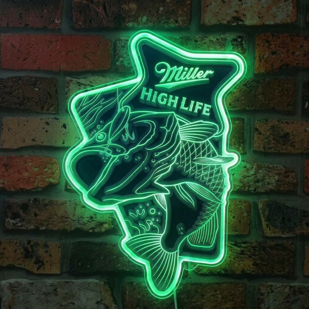 Miller High Life Fishing Dynamic RGB Edge Lit LED Sign | PROLEDSIGN