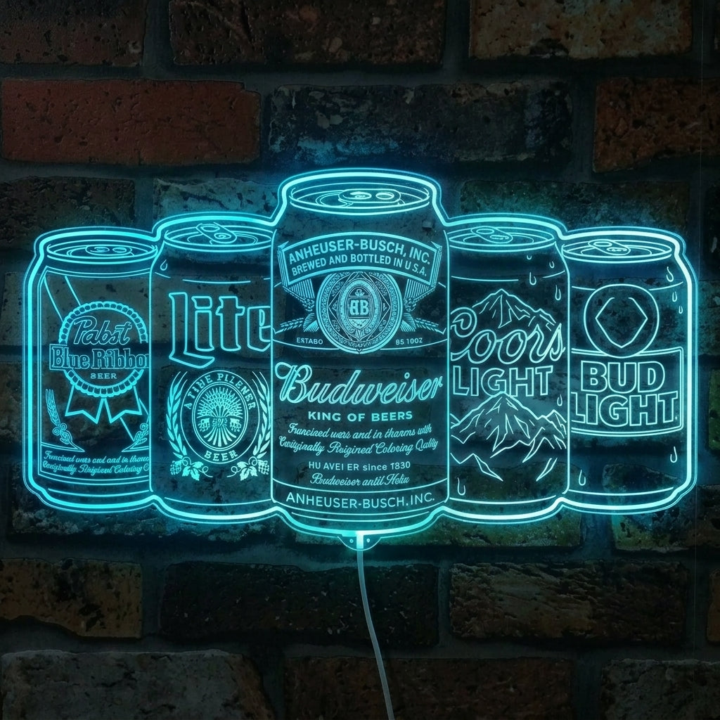 Most Popular Beer Budwesier Miller Bud Coors Pabst in a Row Dynamic RGB ...