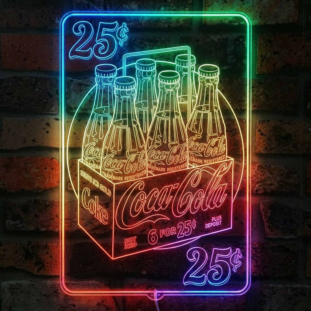 Coca Cola 6 for 25 cents Dynamic RGB Edge Lit LED Sign | PROLEDSIGN