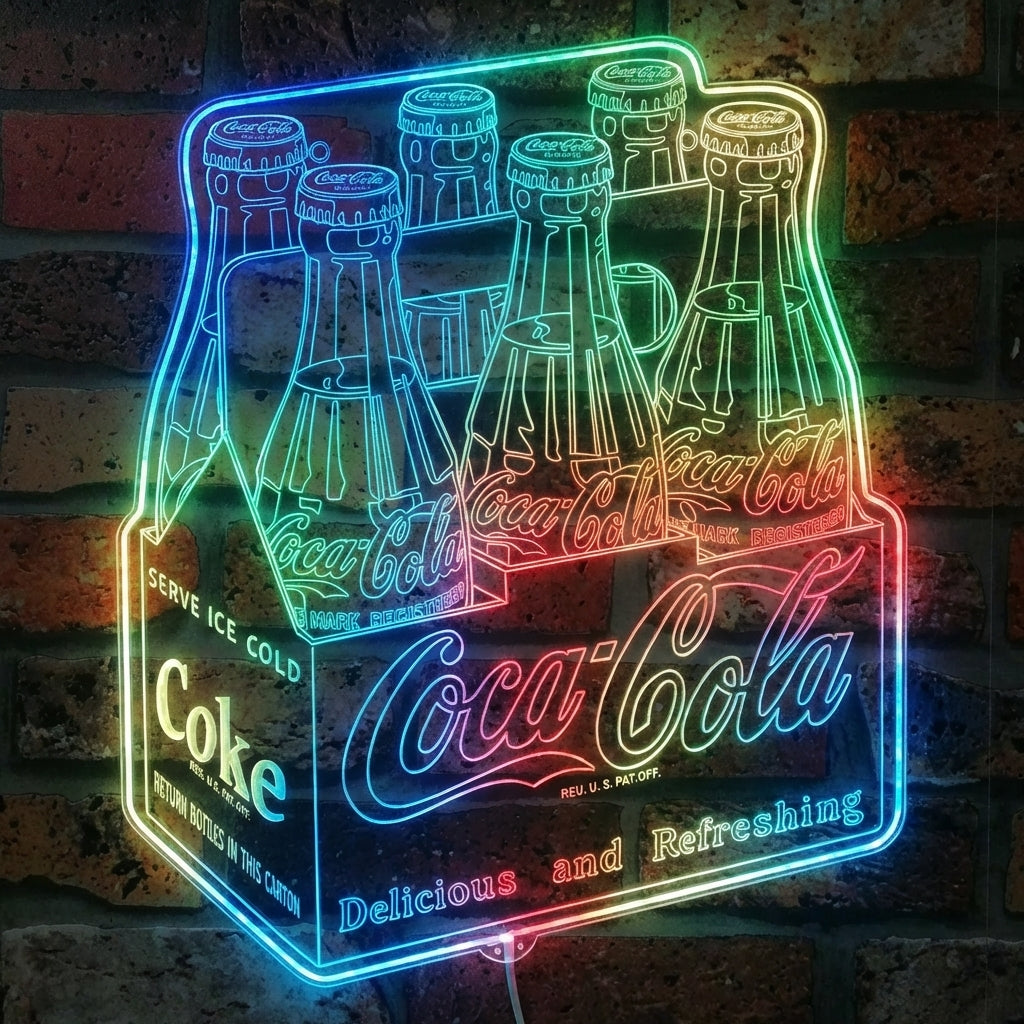 Coca Cola 6 Bottle Package Dynamic RGB Edge Lit LED Sign | PROLEDSIGN