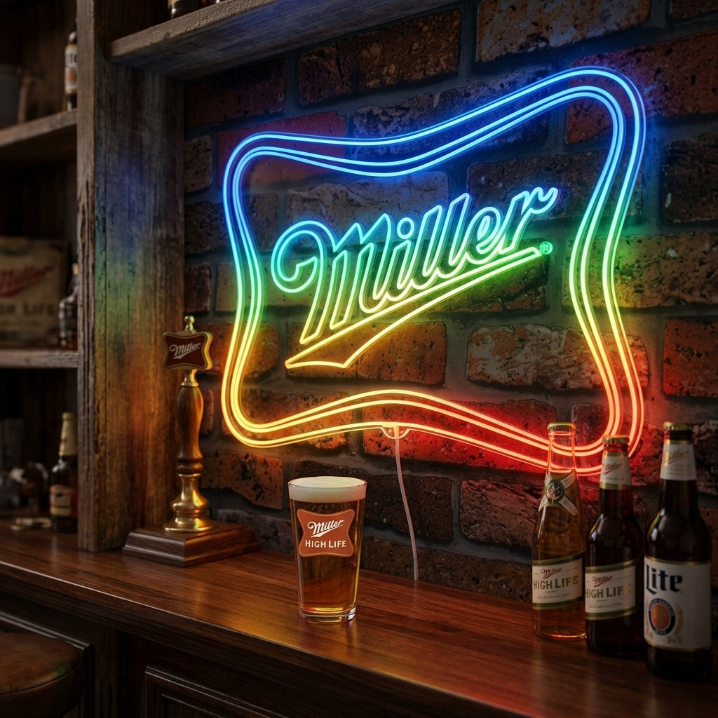 Miller Led Miller Lite Soft Cross Logo Dynamic RGB Edge Lit LED Sign | PROLEDSIGN