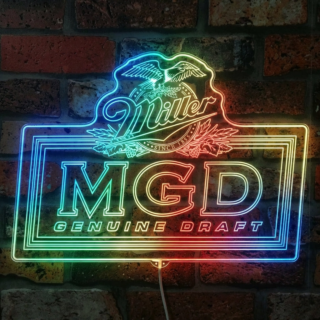 Miller Lite MGD Genuine Draft Beer Dynamic RGB Edge Lit LED Sign ...