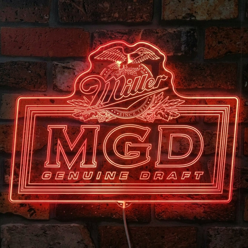 Genuine Color Miller Lite MGD Genuine Draft Beer Dynamic RGB Edge Lit LED Sign ...