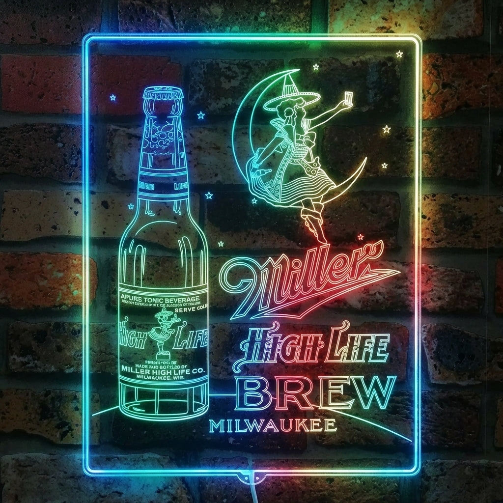 Miller High Life Girl Milwaukee Brew Dynamic RGB Edge Lit LED Sign ...