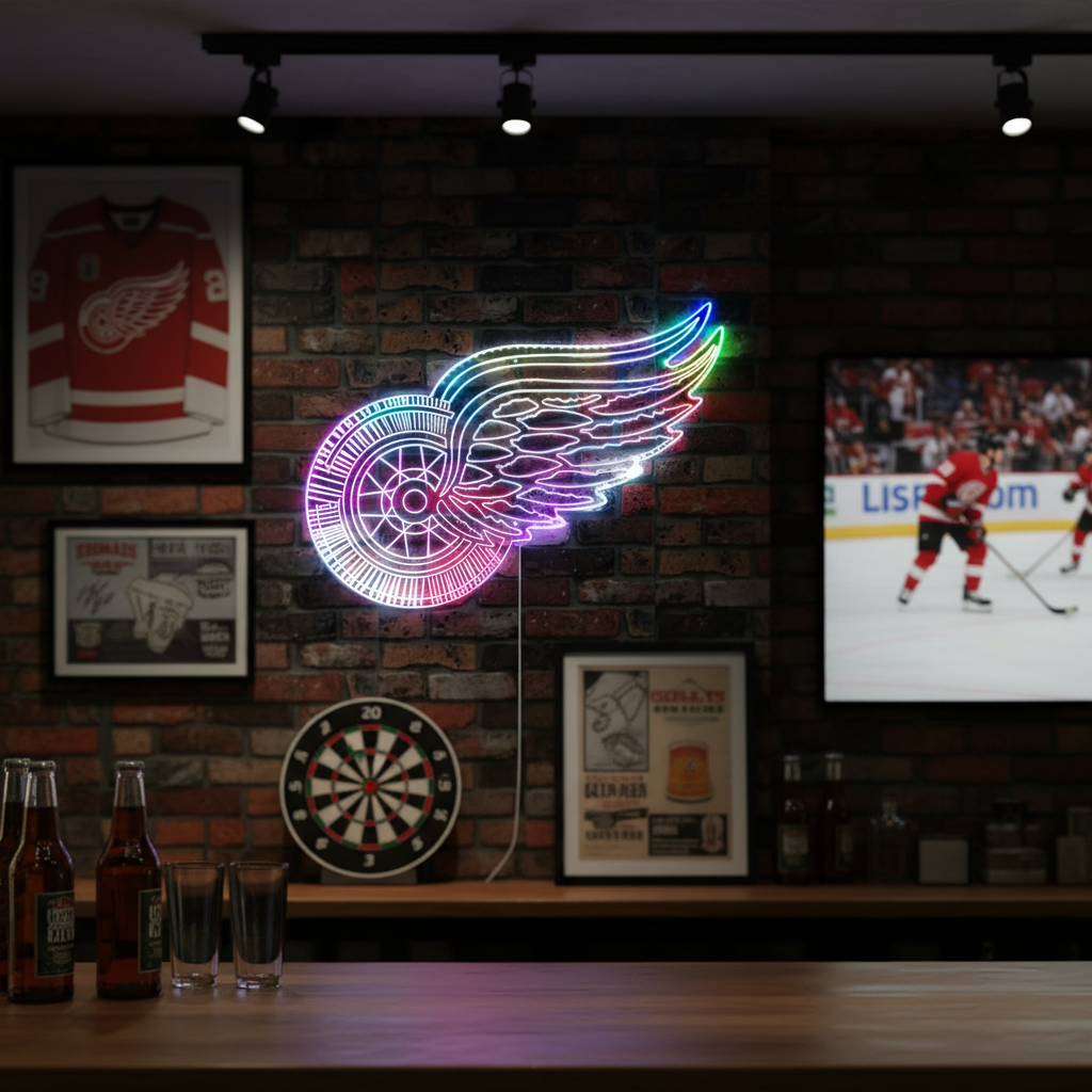 Detroit Red Wings Neon RGB Edge Lit LED Sign