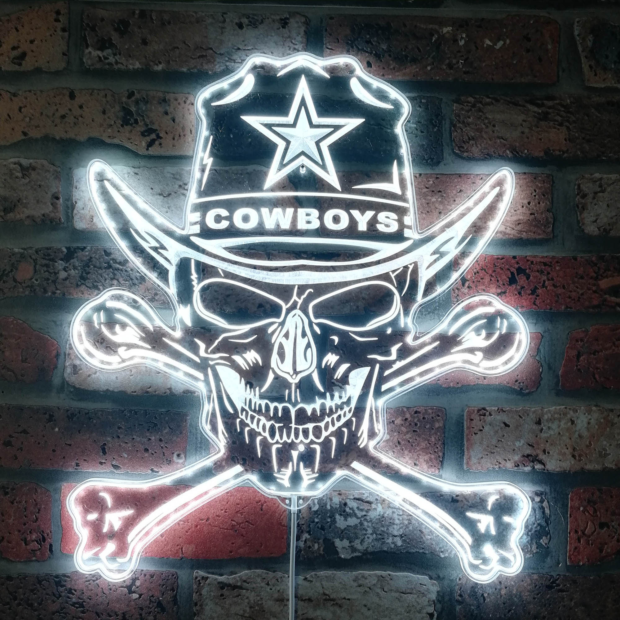 Dallas Cowboys Skull Dynamic RGB Edge Lit LED Light Sign