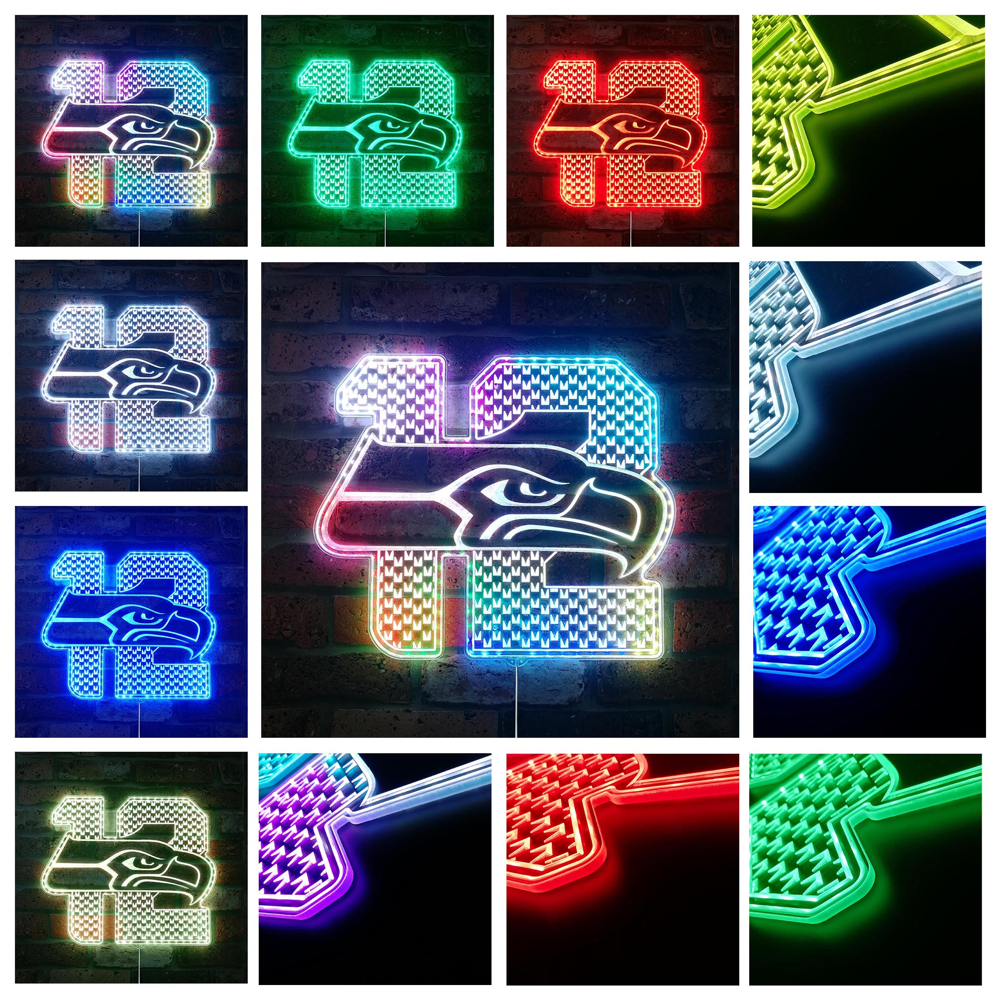 Seattle Seahawks 12th Man Dynamic RGB Edge Lit LED Light Sign