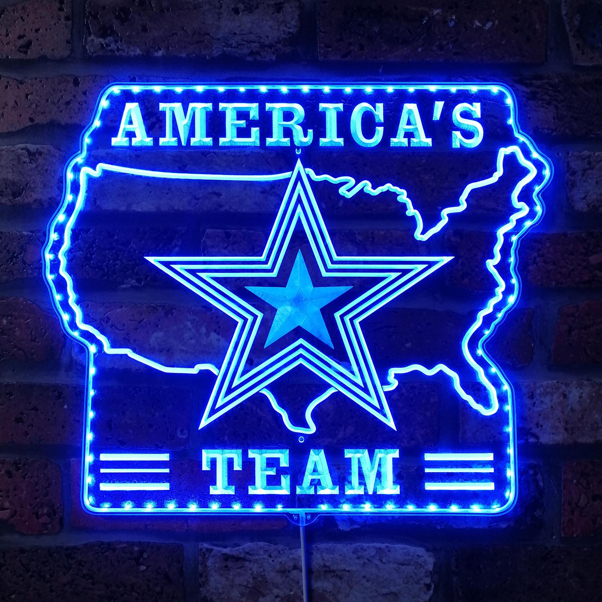 Dallas Cowboys Man Cave RGB Edge Lit LED Light Sign