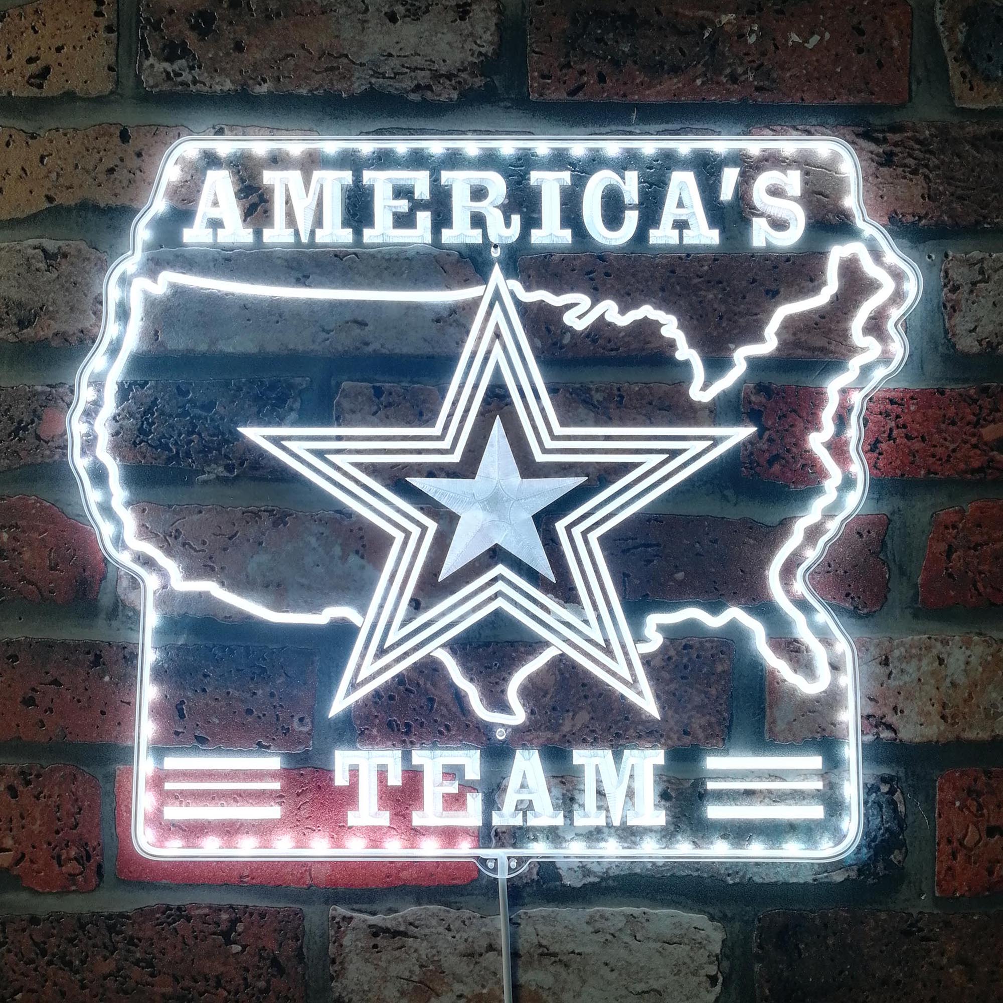 Dallas Cowboys Man Cave RGB Edge Lit LED Light Sign