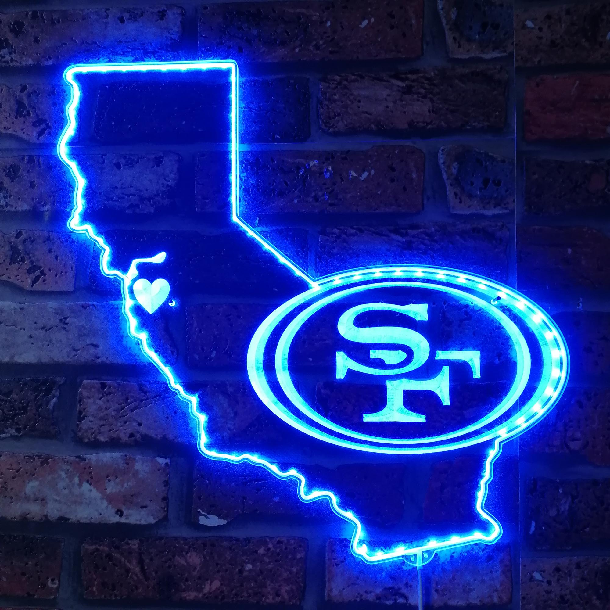 San Francisco 49ers State Map Dynamic RGB Edge Lit LED Light Sign