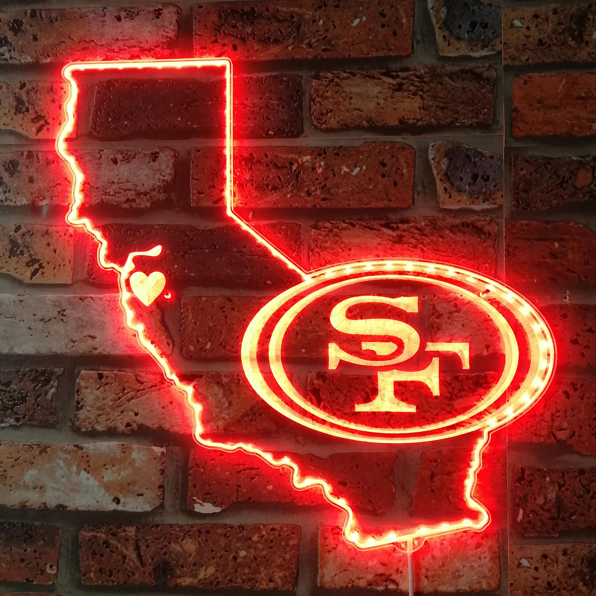 San Francisco 49ers State Map Dynamic RGB Edge Lit LED Light Sign