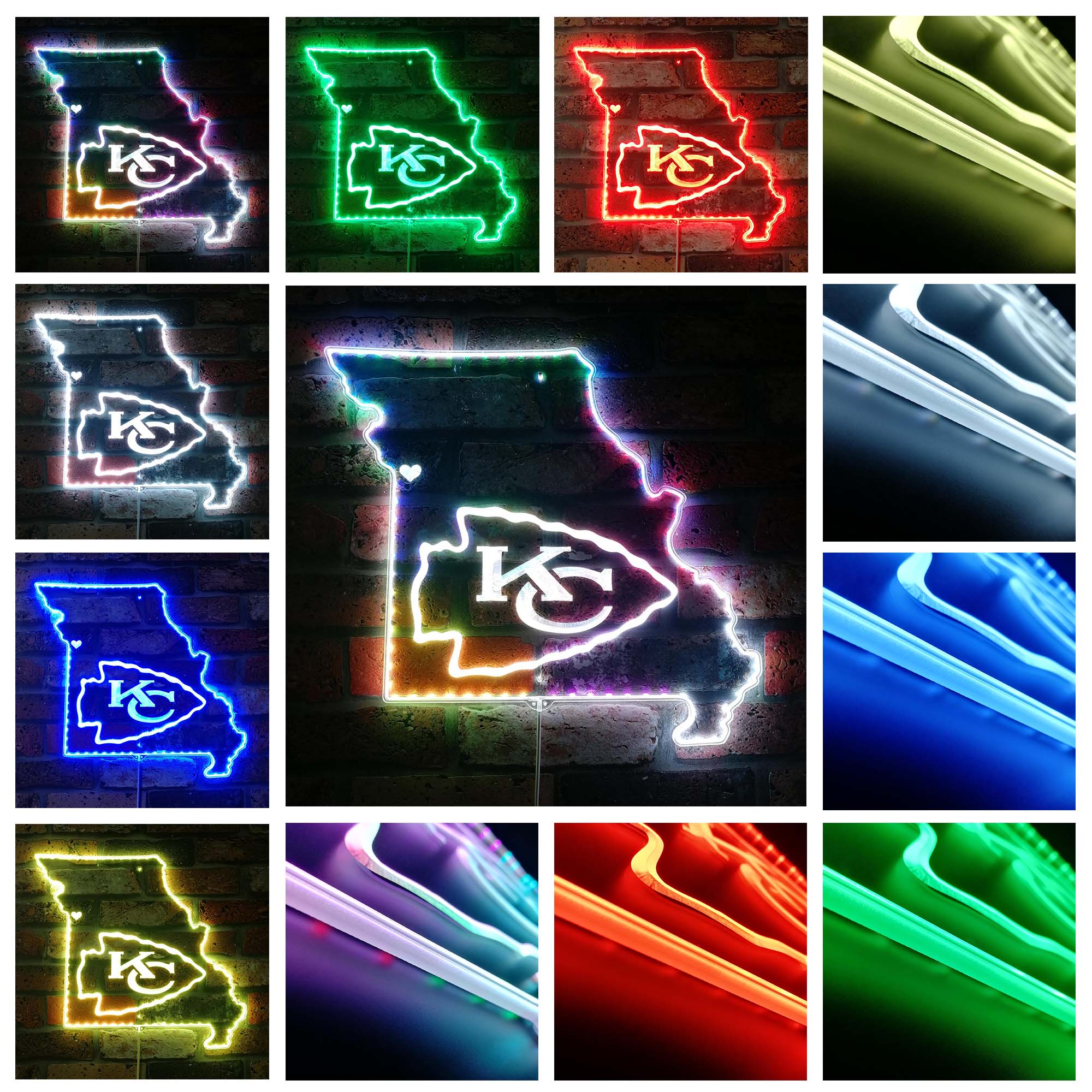 Kansas City Chiefs California State Map Dynamic RGB Edge Lit Led Light Sign