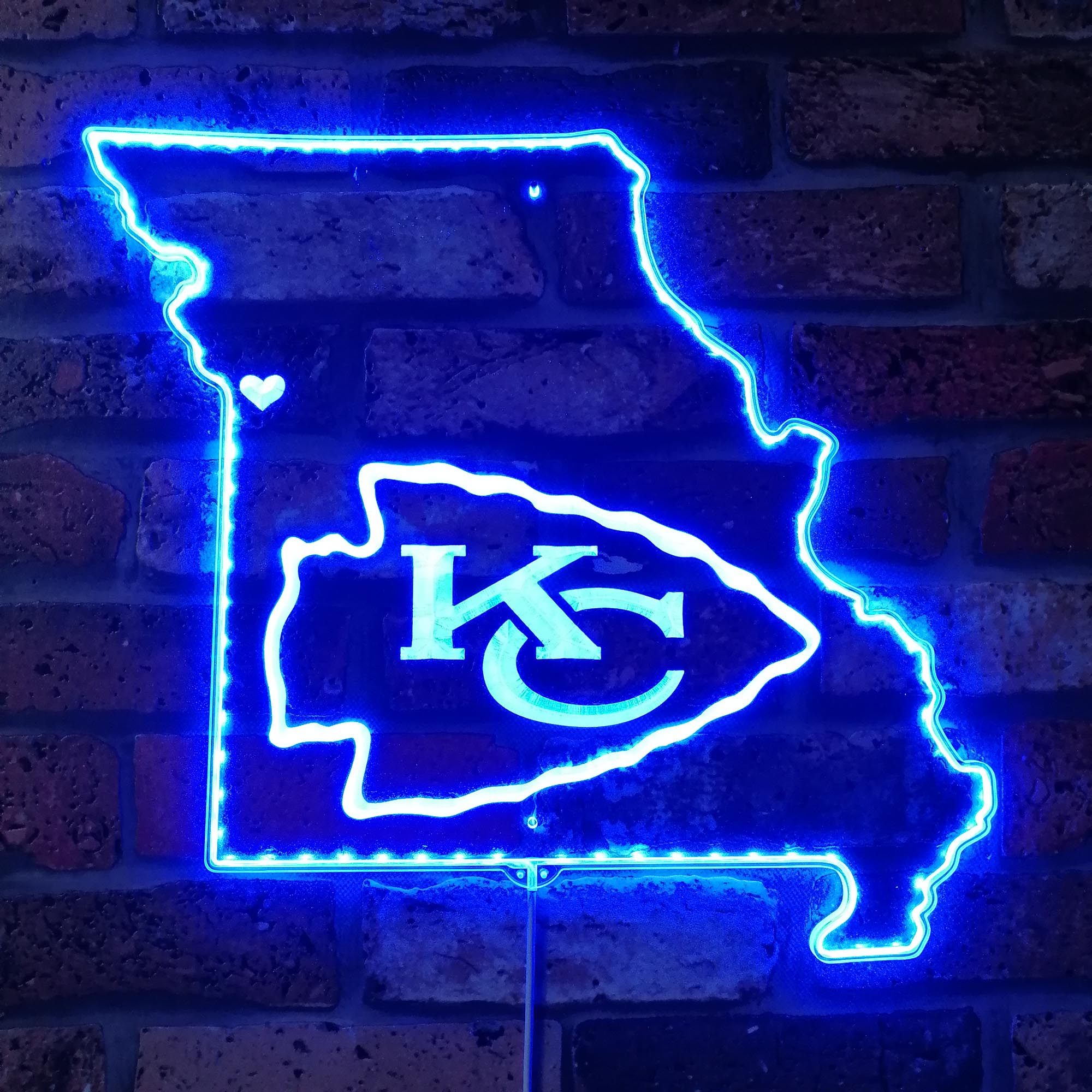 Kansas City Chiefs California State Map Dynamic RGB Edge Lit Led Light Sign