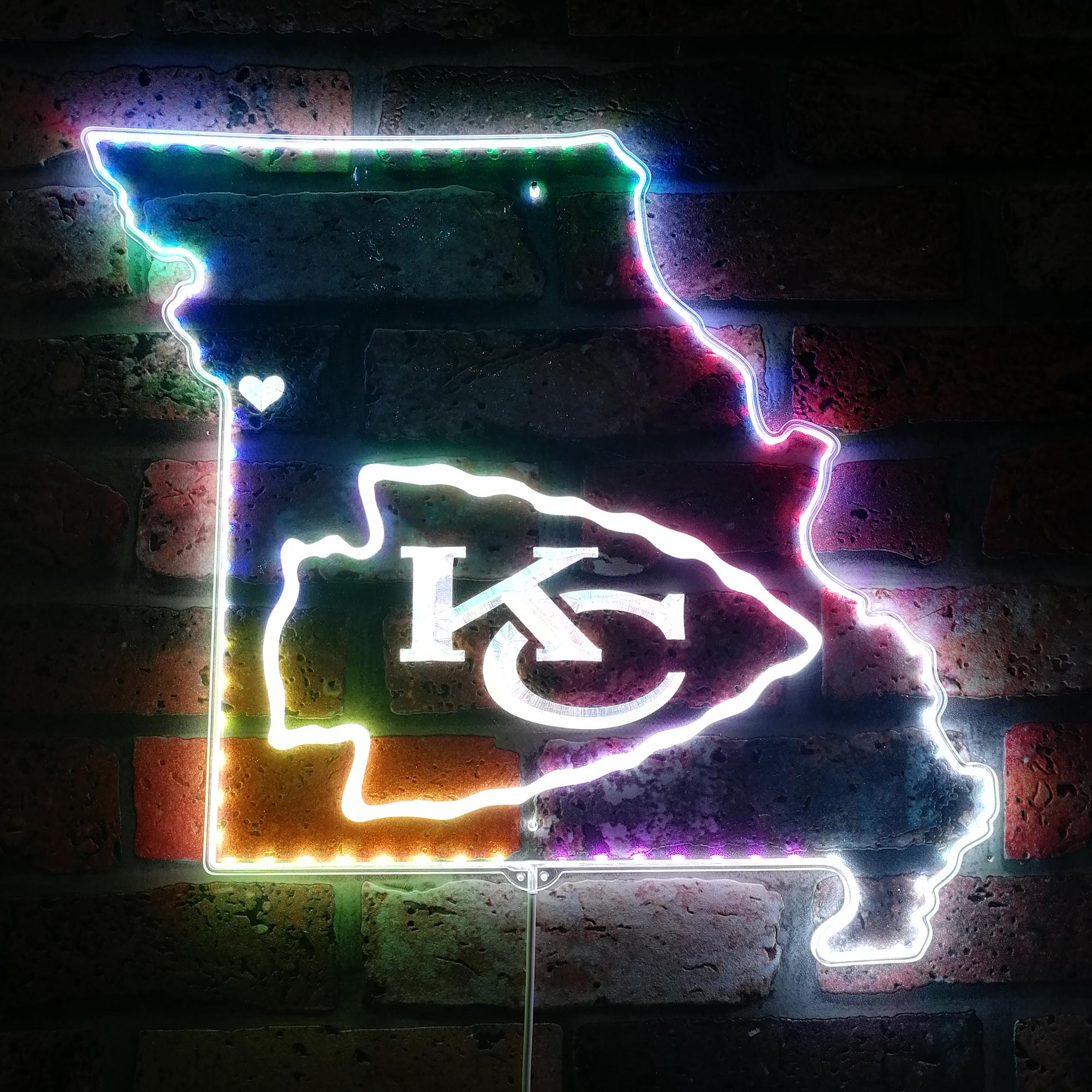 Kansas City Chiefs California State Map Dynamic RGB Edge Lit LED Sign