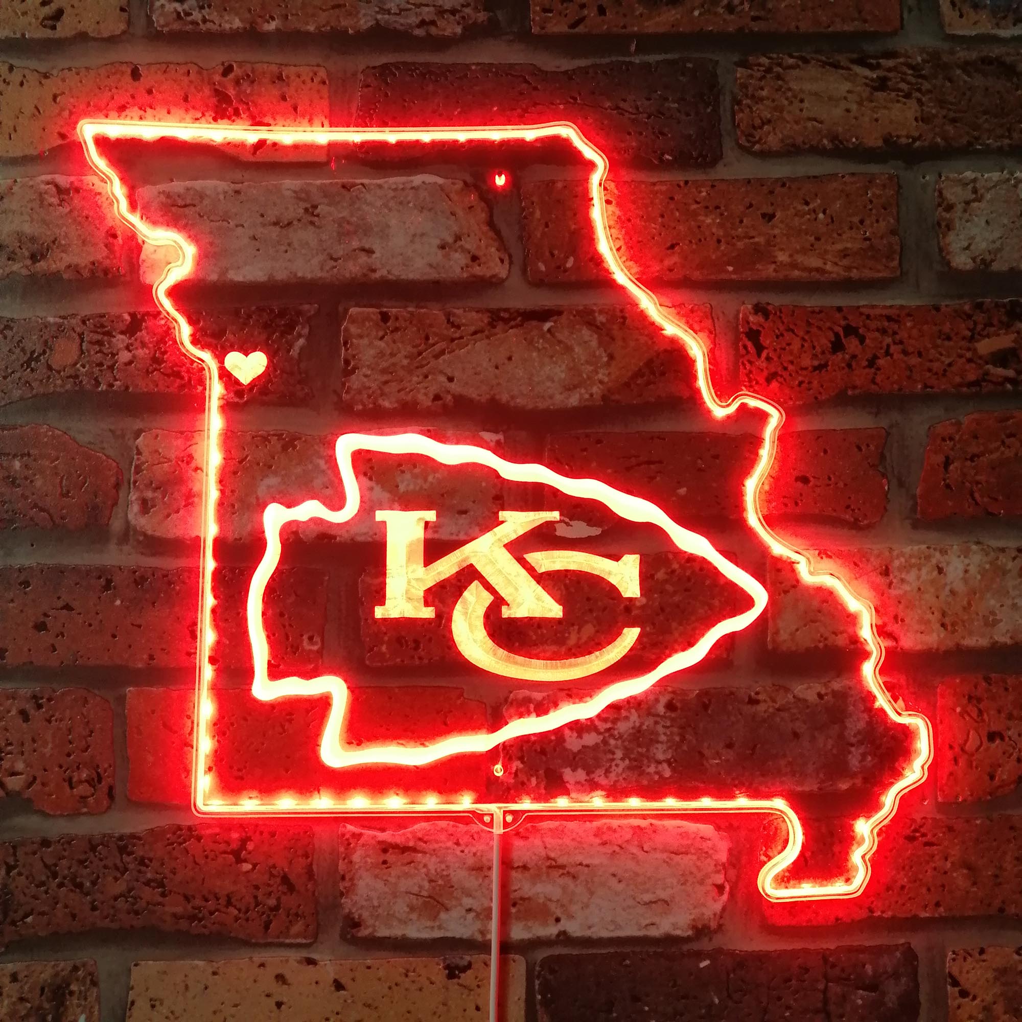 Kansas City Chiefs California State Map Dynamic RGB Edge Lit Led Light Sign