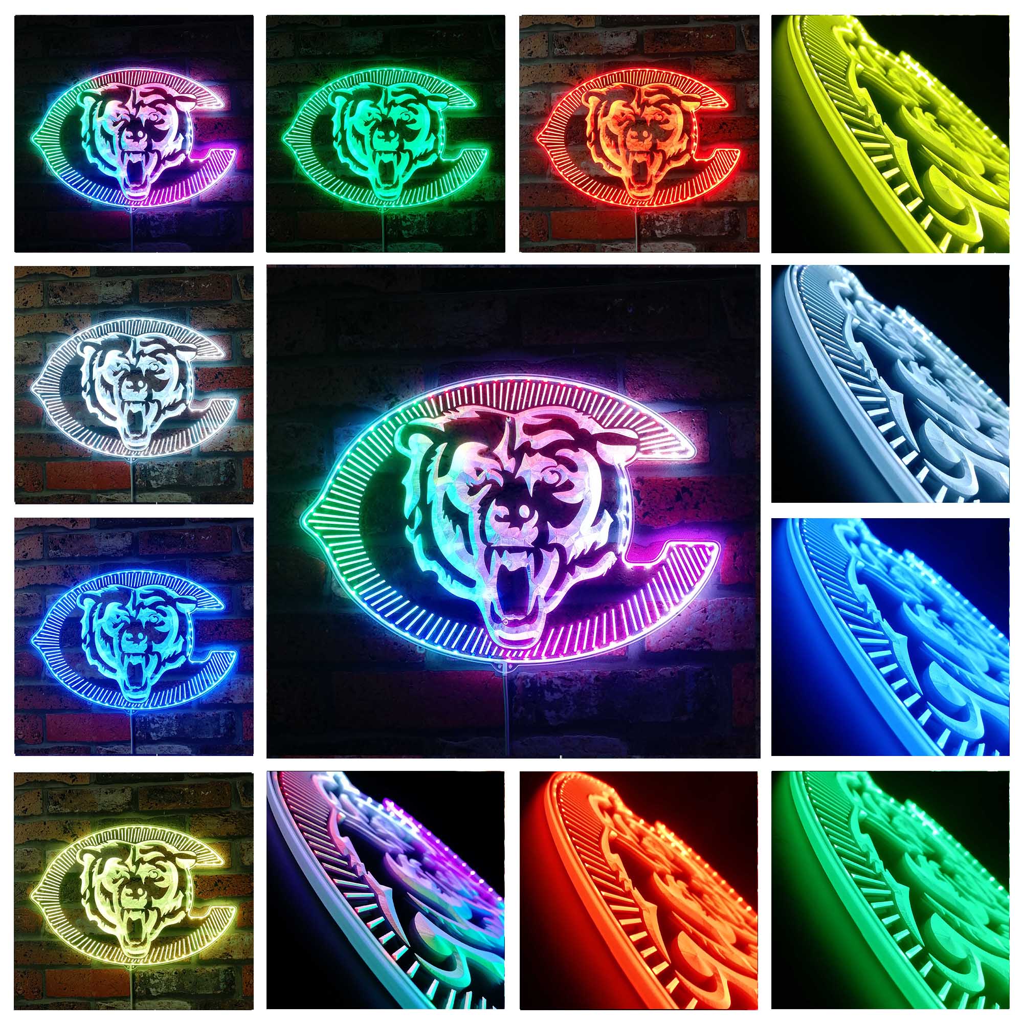 Chicago Bears Dynamic RGB Edge Lit LED Light Sign