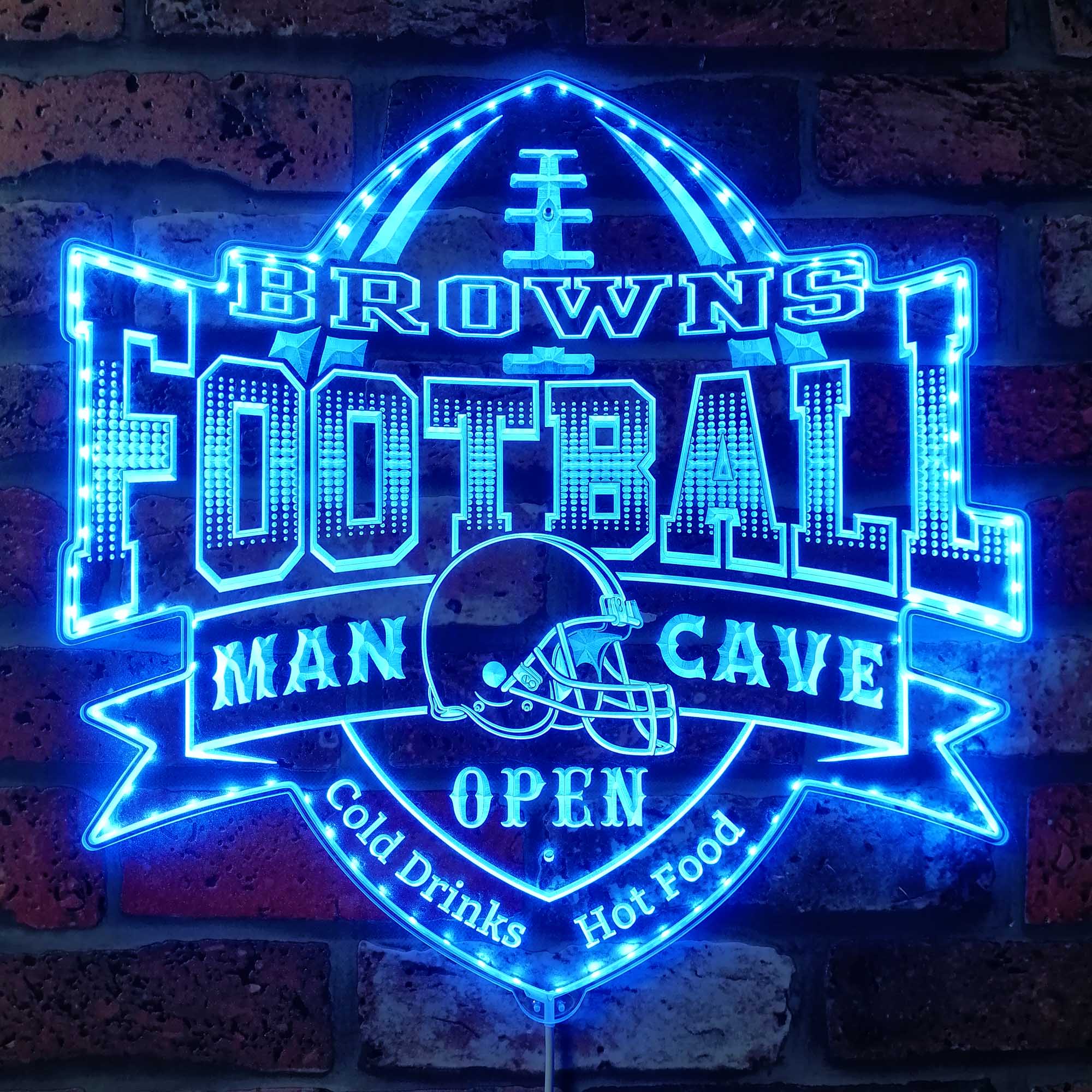 Cleveland Browns Football Man Cave Dynamic RGB Edge Led Light Sign