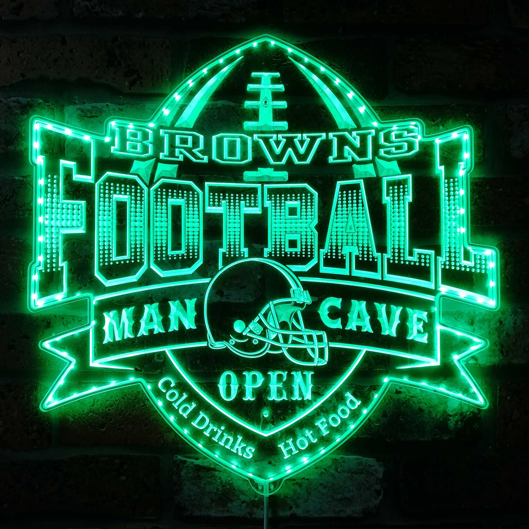 Cleveland Browns Football Man Cave Dynamic RGB Edge Led Light Sign