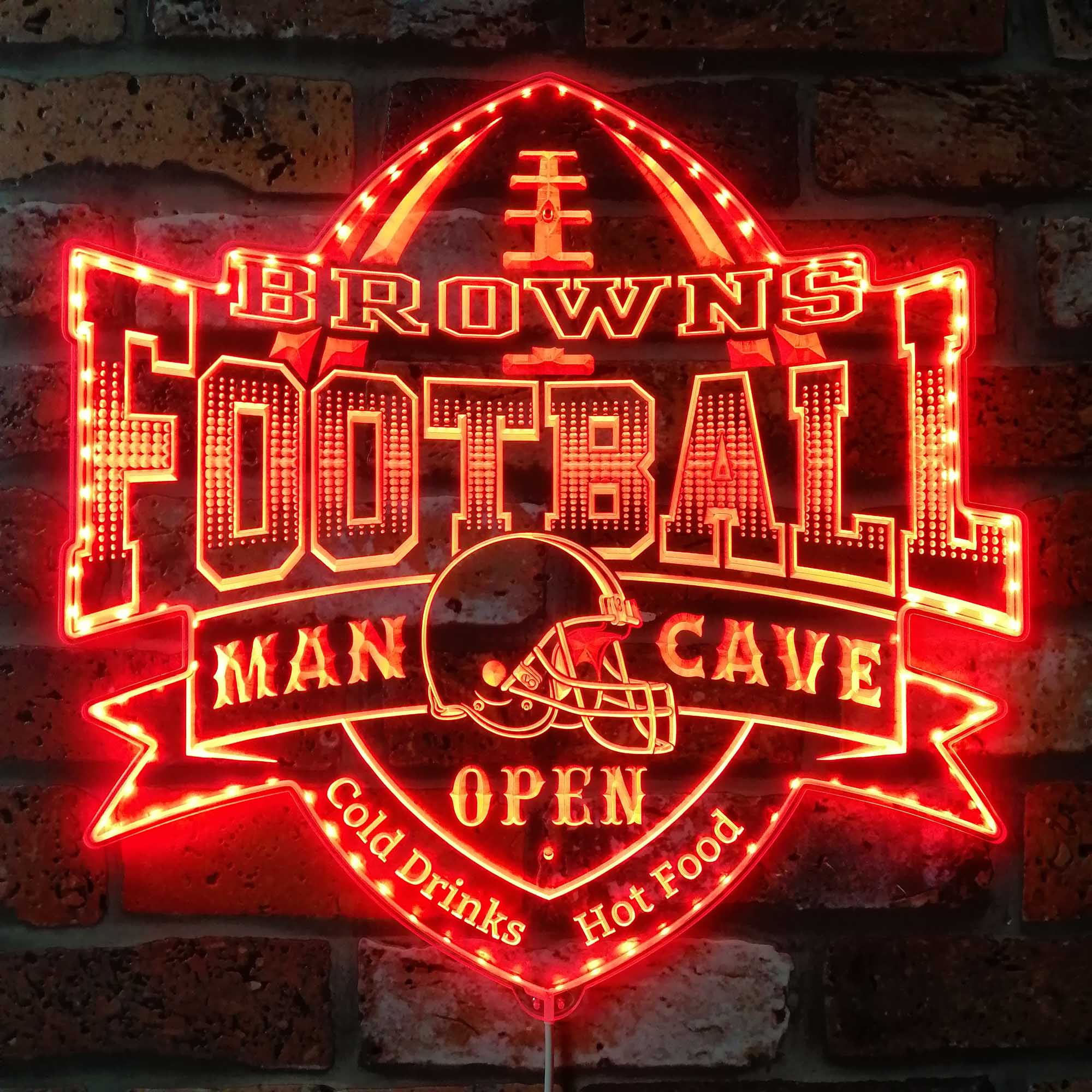 Cleveland Browns Football Man Cave Dynamic RGB Edge Led Light Sign