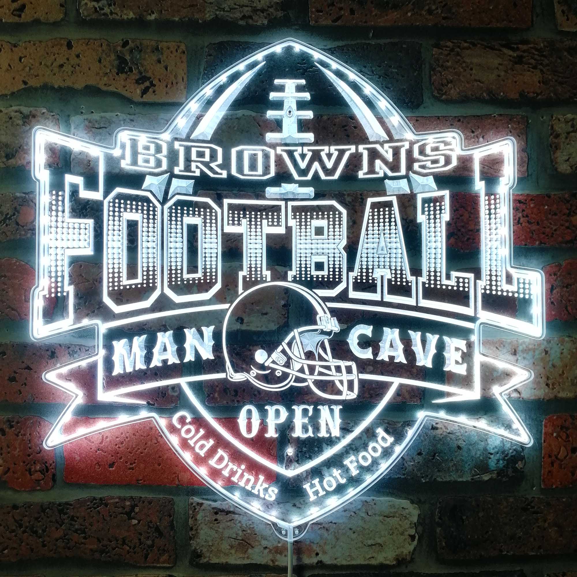 Cleveland Browns Football Man Cave Dynamic RGB Edge Led Light Sign