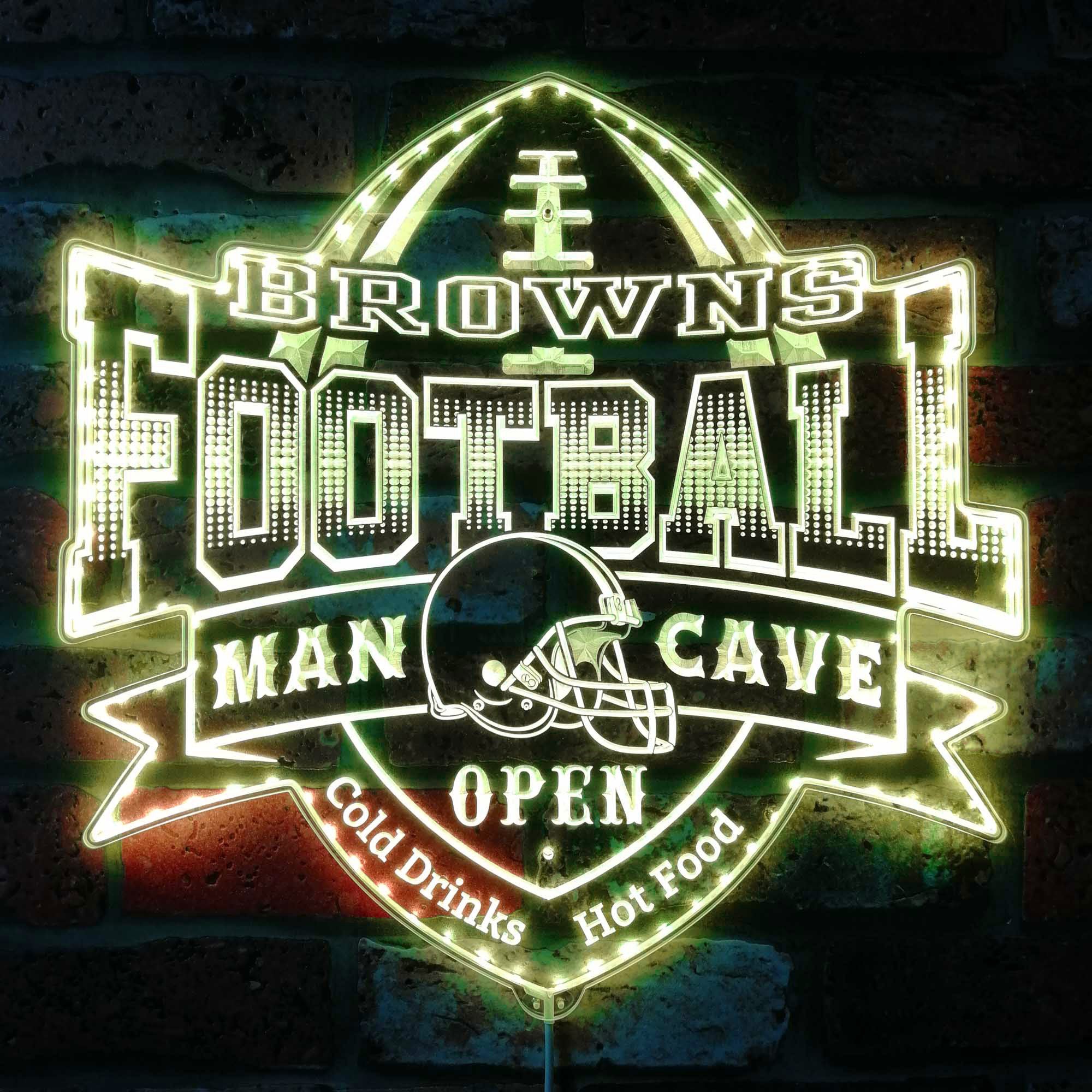 Cleveland Browns Football Man Cave Dynamic RGB Edge Led Light Sign