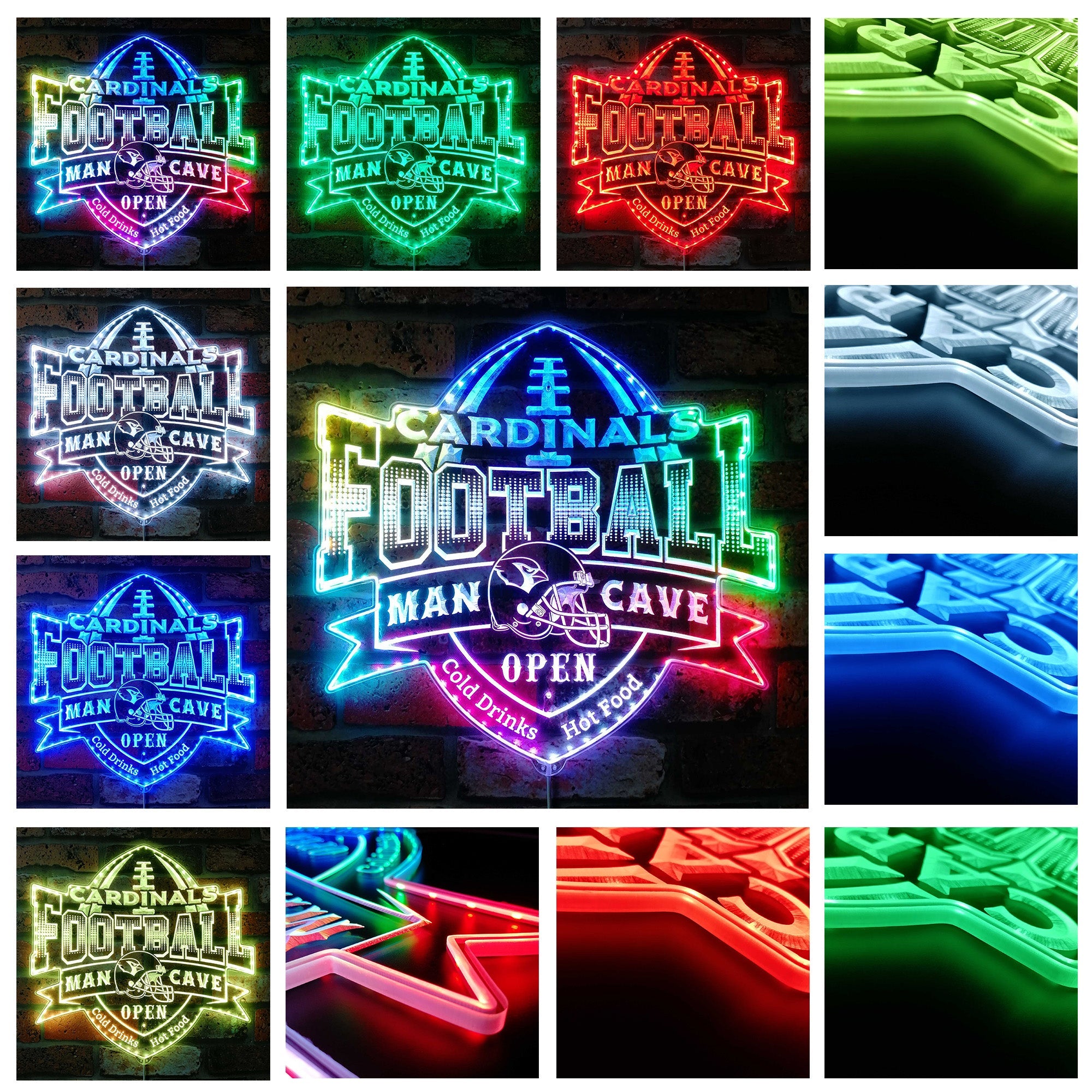 Arizona Cardinals Man Cave Dynamic RGB Edge Lit LED Light Sign