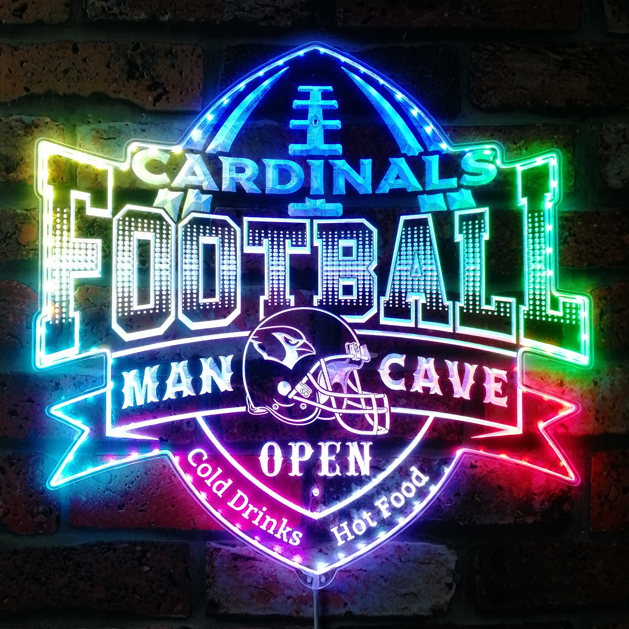 Cardinals Man Cave Dynamic RGB Edge Lit LED Light Sign