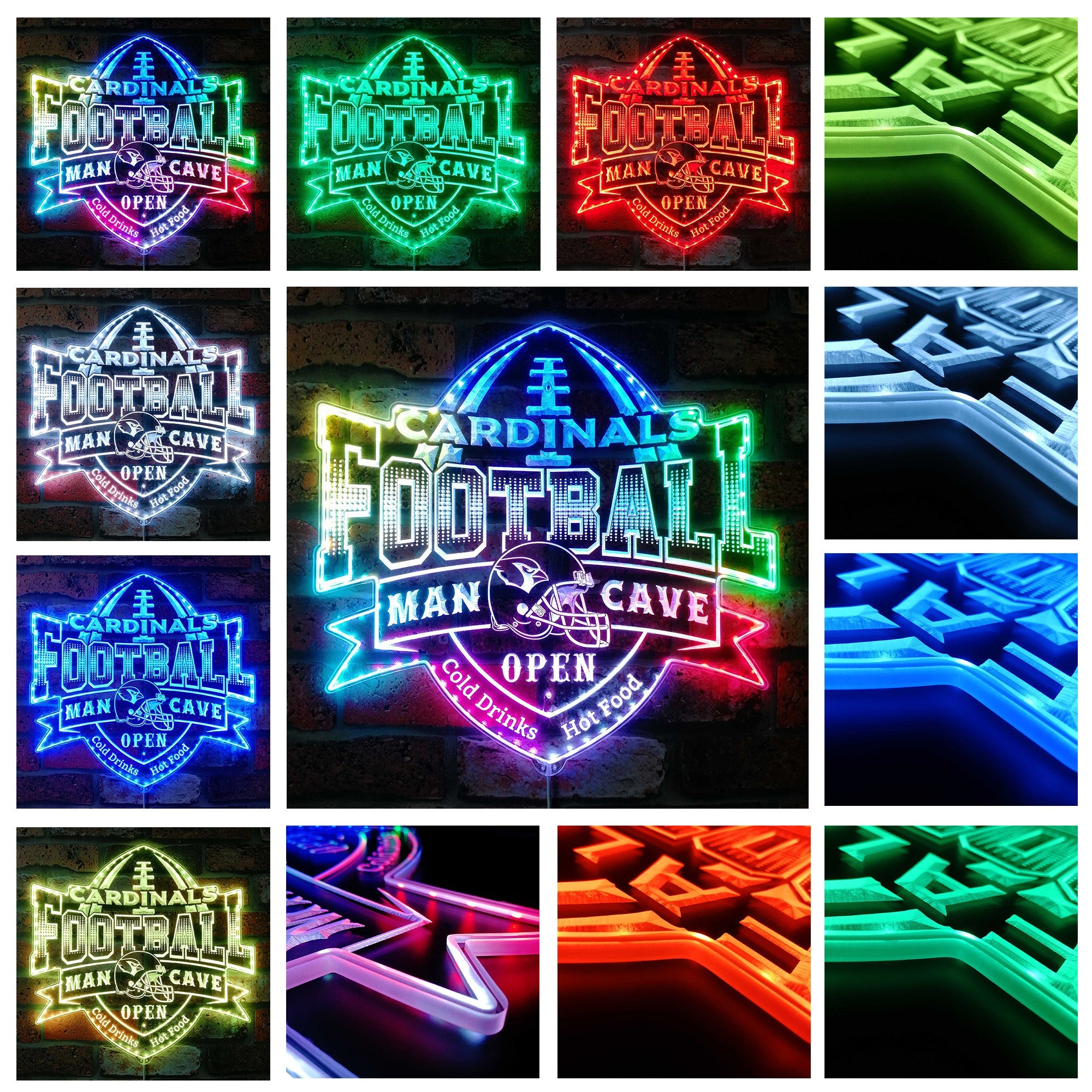 Falcons Man Cave Dynamic RGB Edge Lit LED Sign