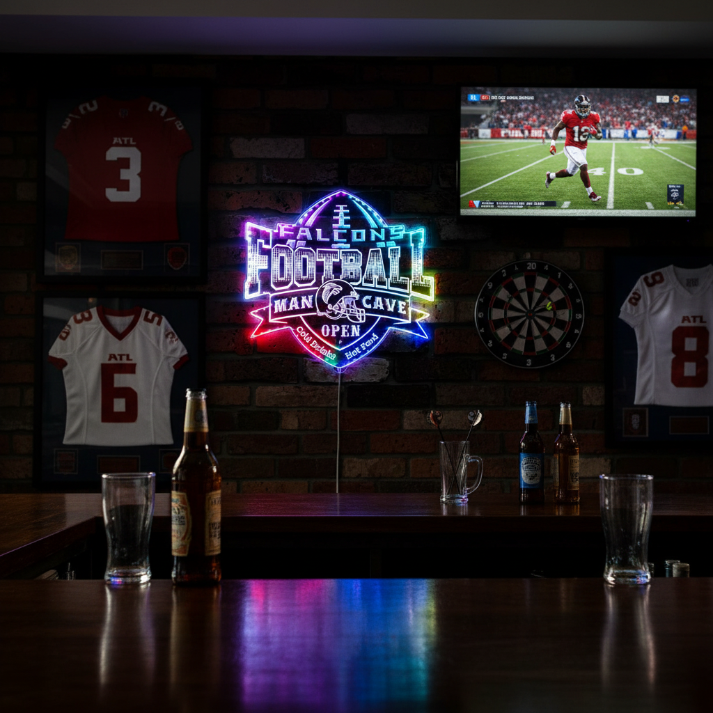 Falcons Man Cave Neon RGB Edge Lit LED Sign