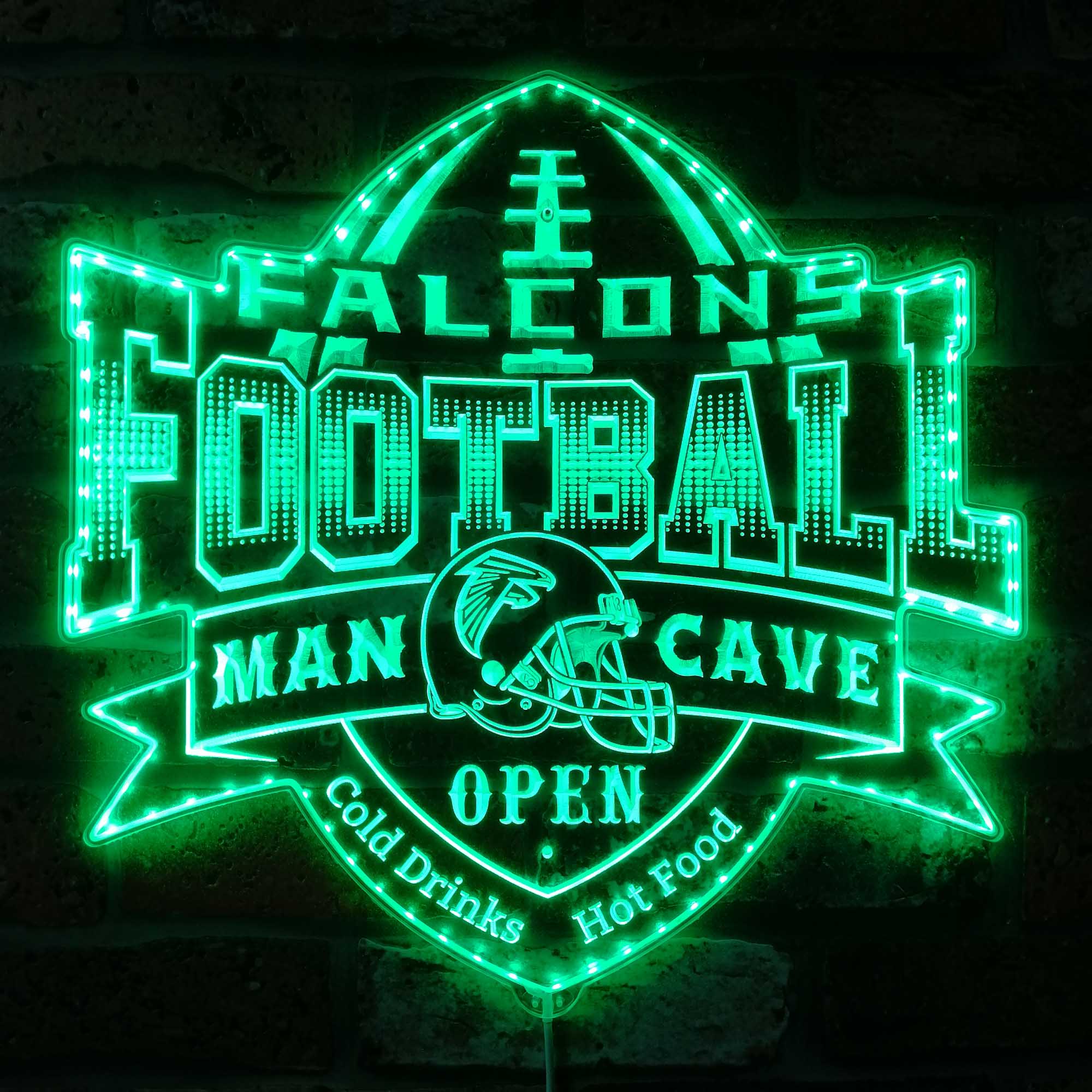 Falcons Man Cave Dynamic RGB Edge Lit LED Sign