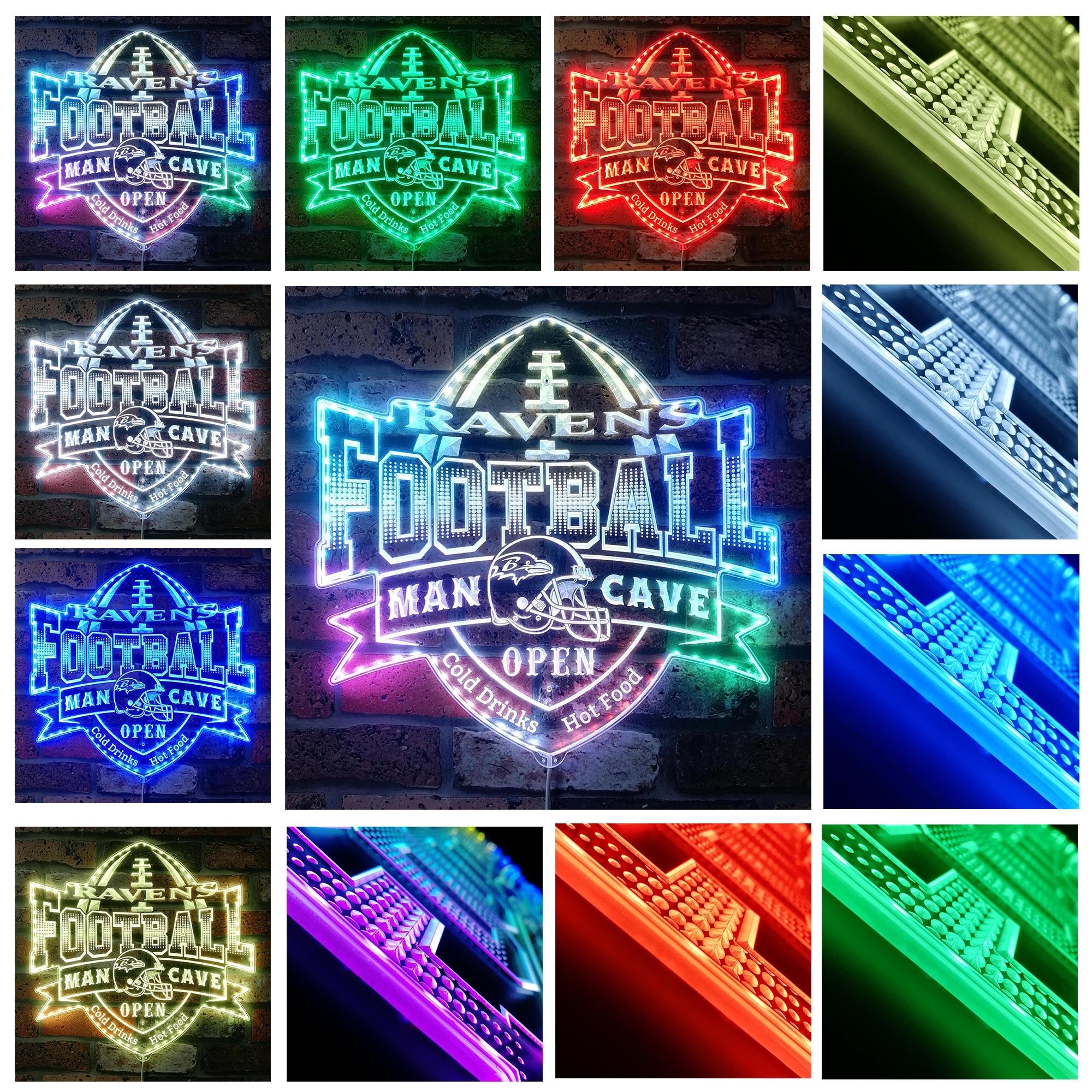 NFL Helmet Baltimore Ravens Dynamic RGB Light Neon Led Light Sign