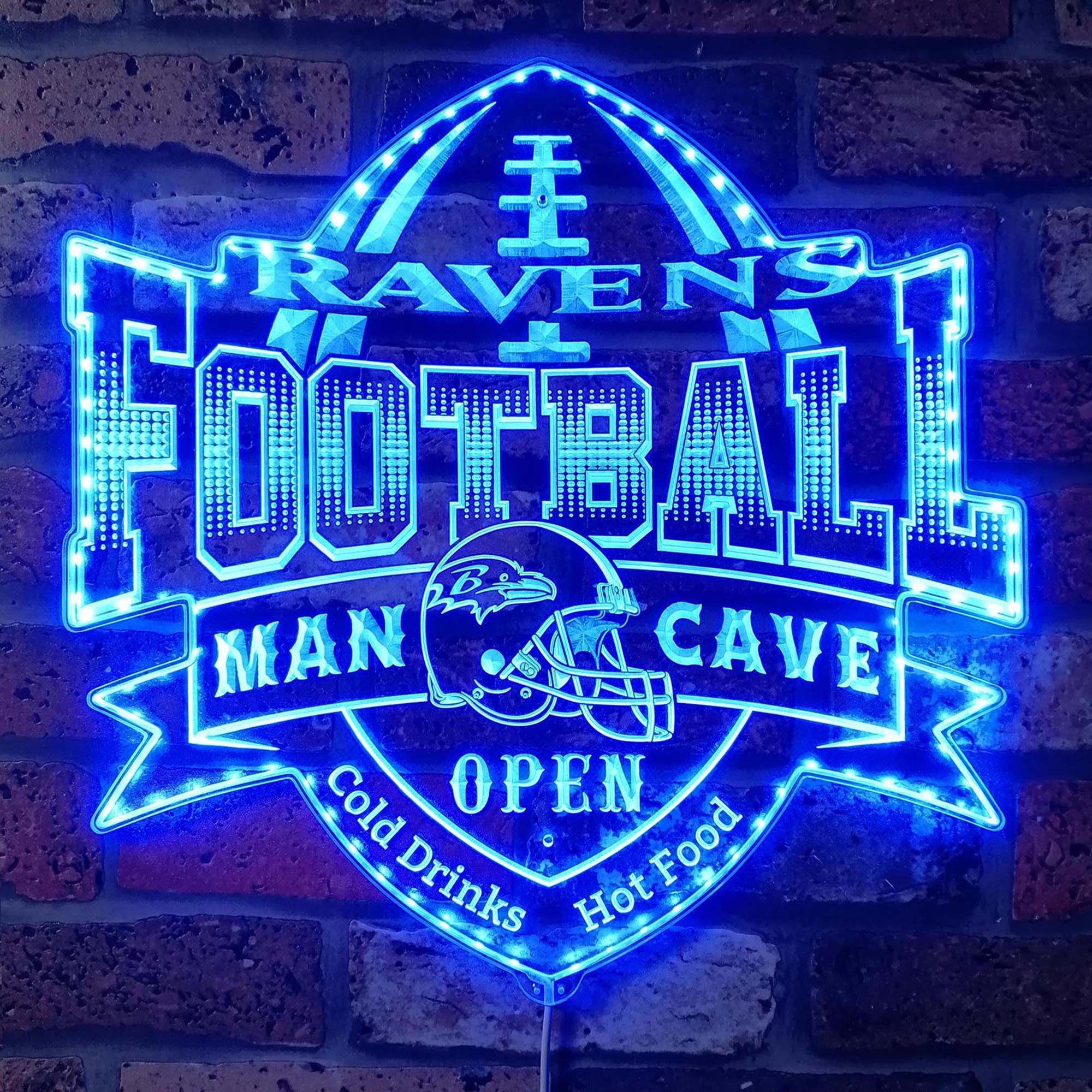 NFL Helmet Baltimore Ravens Dynamic RGB Light Neon Led Light Sign