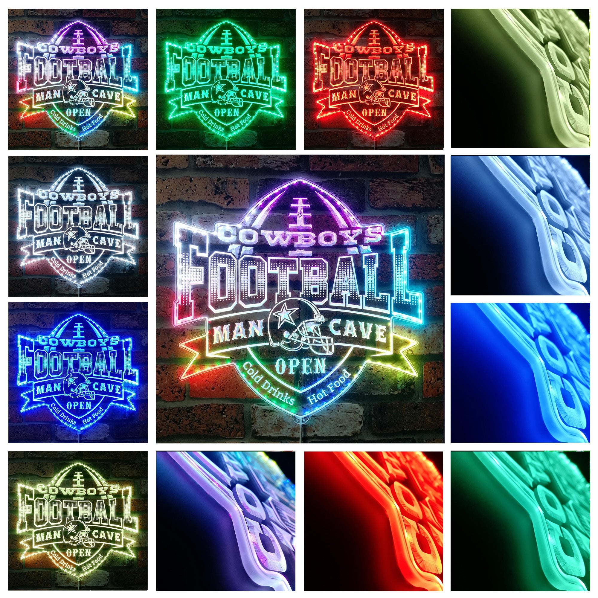 NFL Dallas Cowboys Sport Club Dynamic RGB Edge Lit LED Light Sign