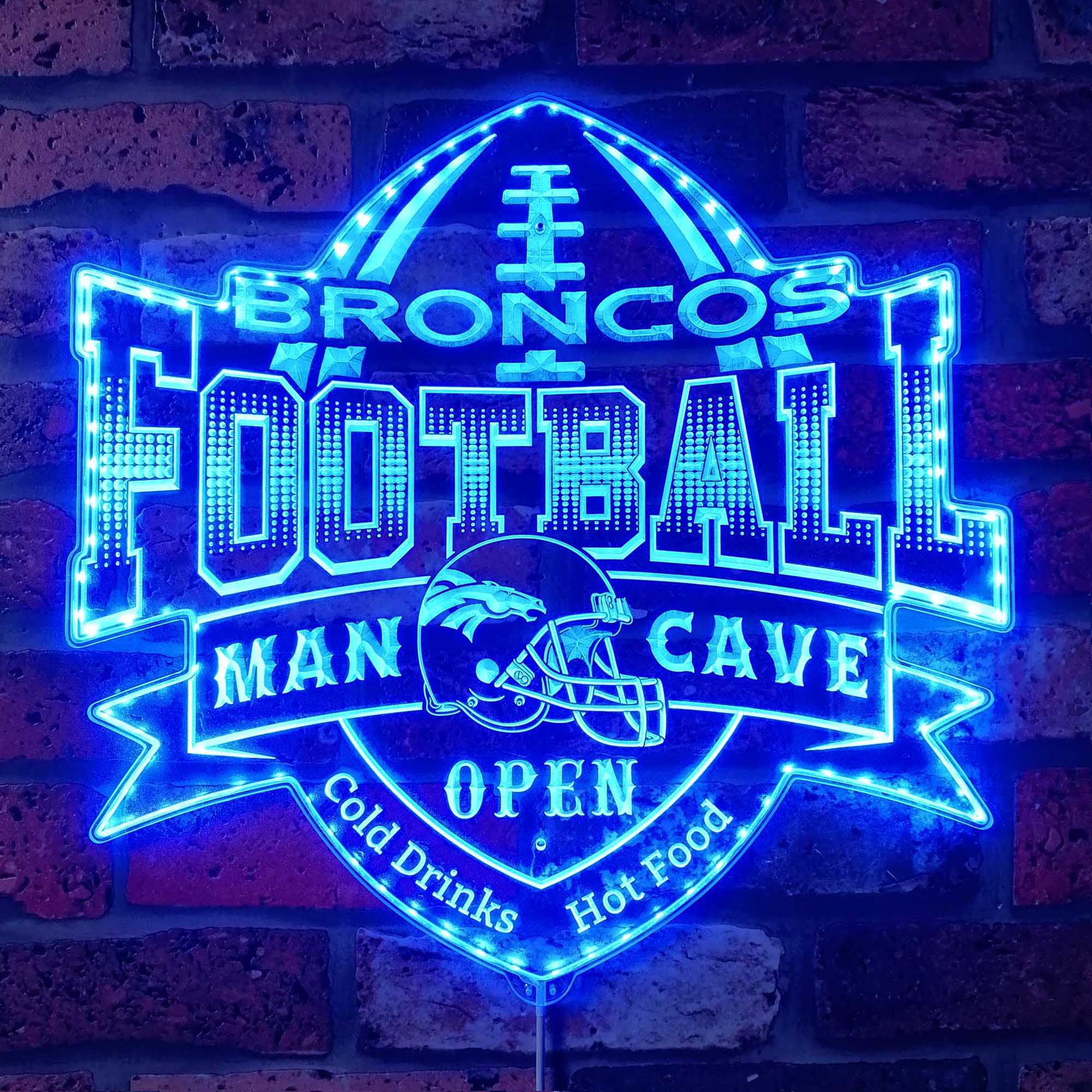 NFL Denver Broncos Football Dynamic RGB Edge Lit Led Light Sign