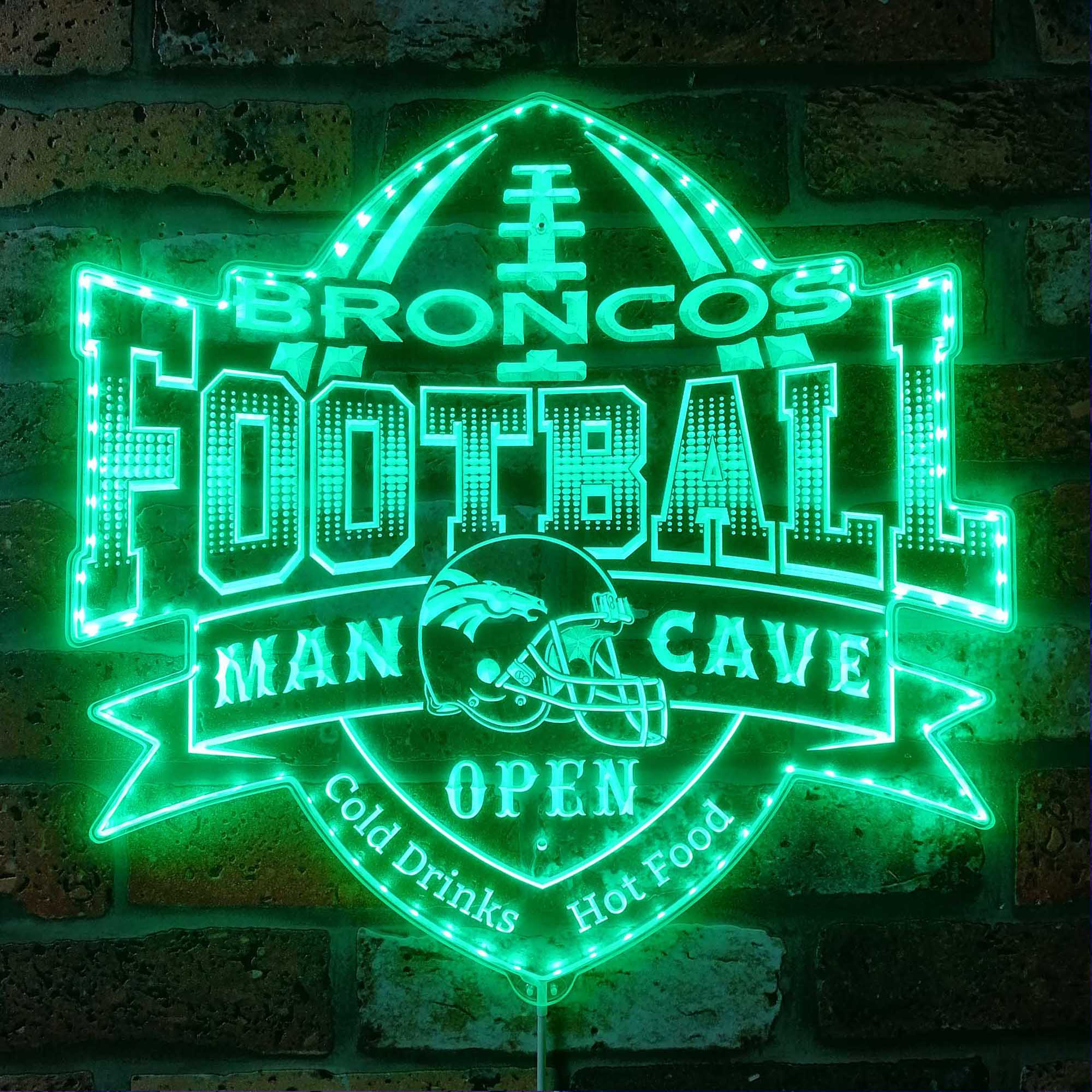 NFL Denver Broncos Football Dynamic RGB Edge Lit Led Light Sign