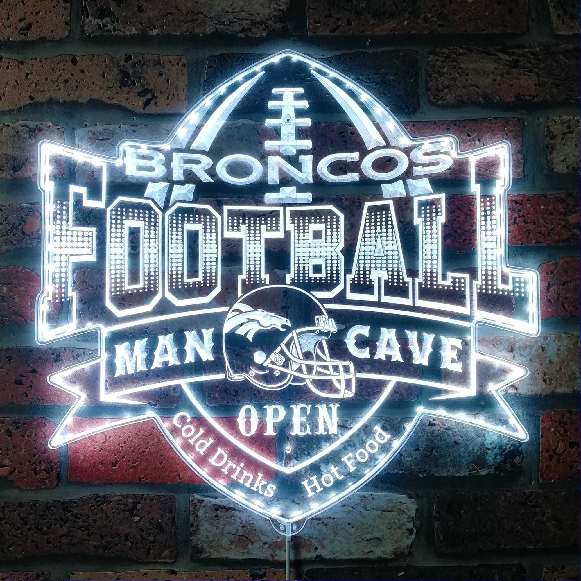 NFL Denver Broncos Football Dynamic RGB Edge Lit Led Light Sign