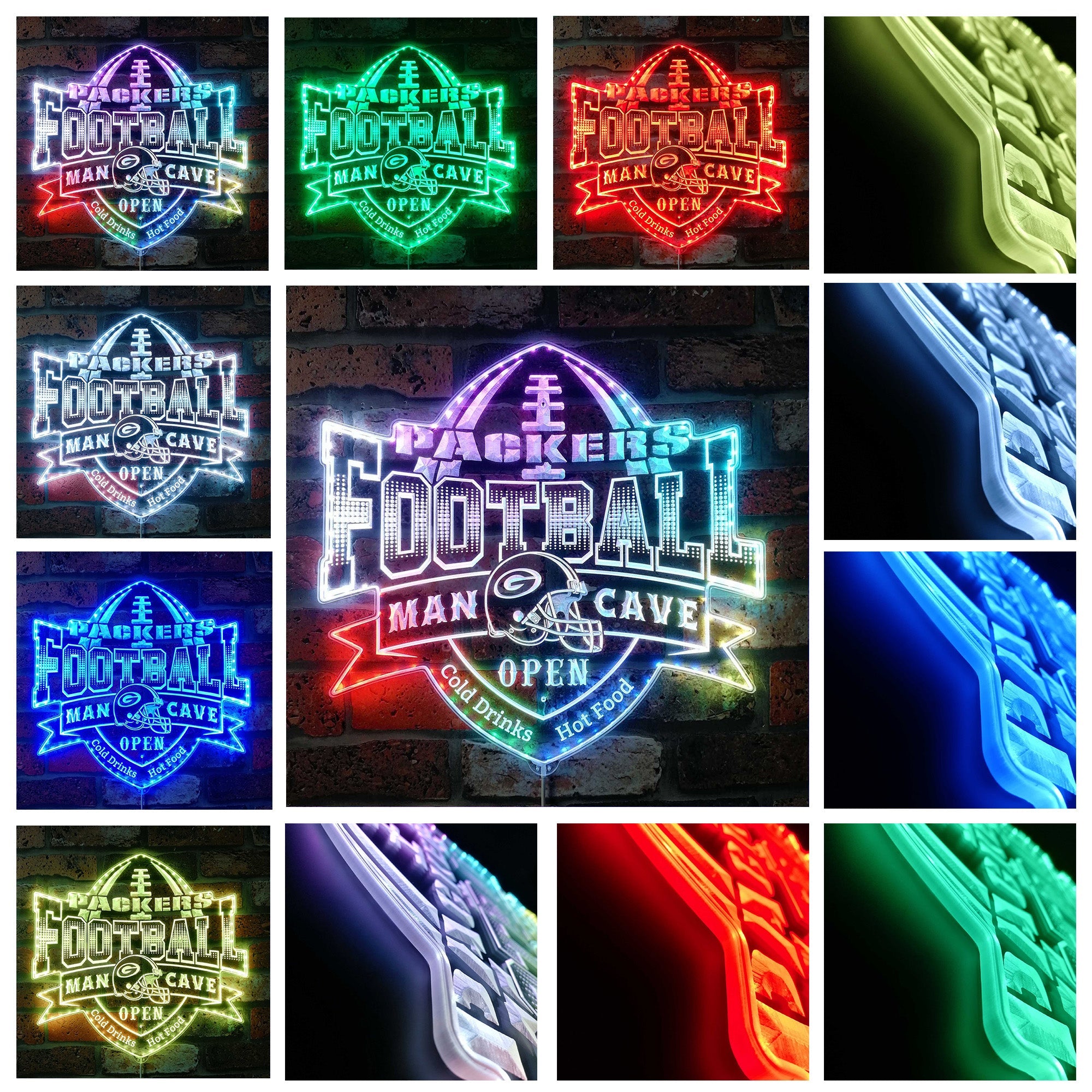 Green Bay Packers Dynamic RGB Edge Lit Led Light Sign