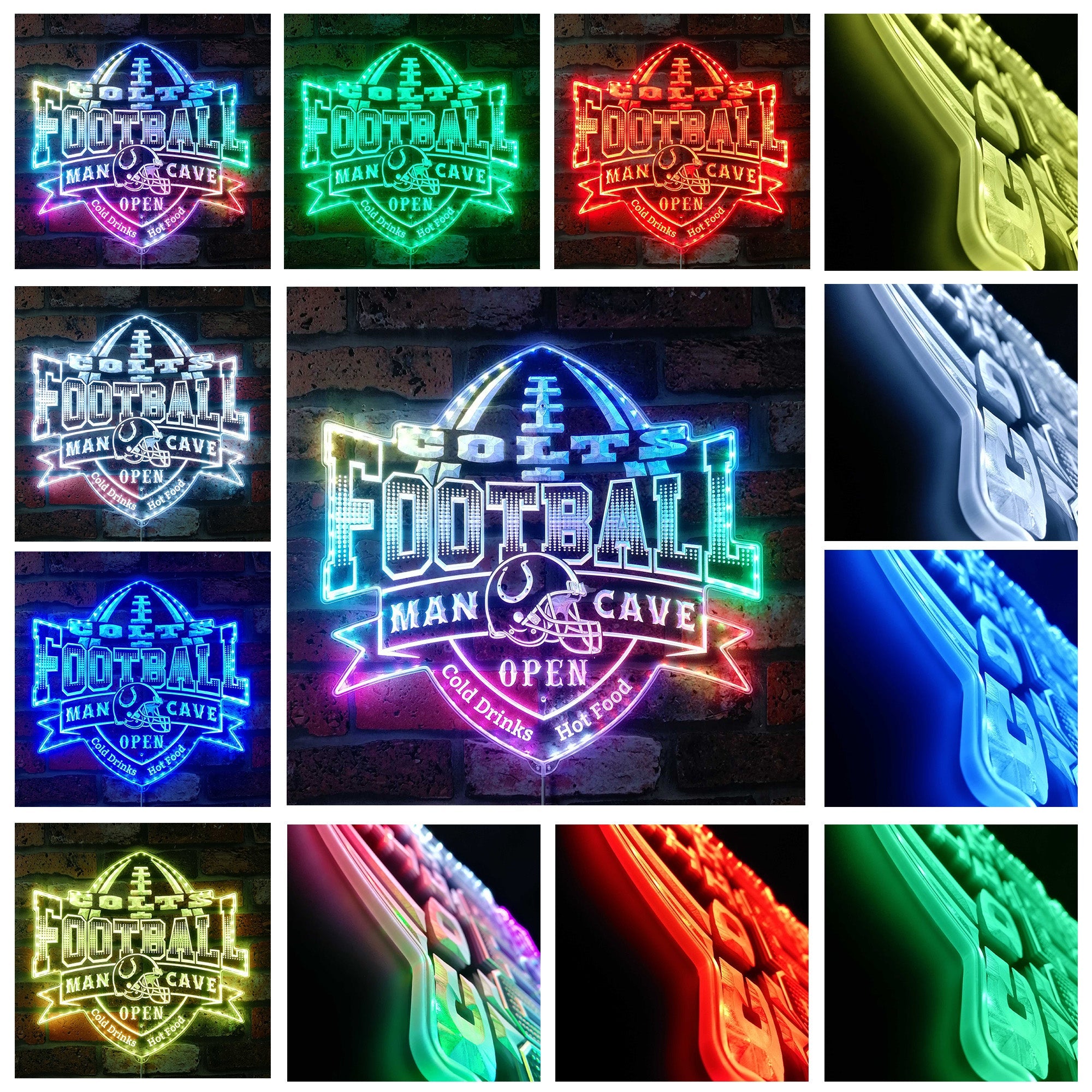 NFL Indianapolis Colts Football Club Dynamic RGB Edge Lit Led Light Sign