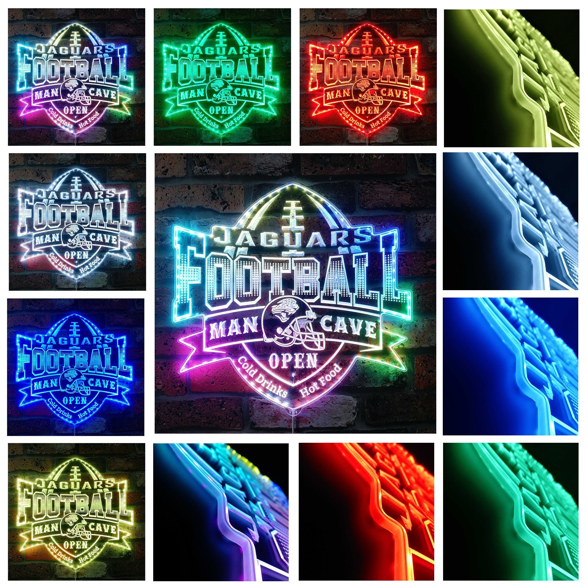 NFL Jacksonville Jaguars Football Dynamic RGB Edge Lit Led Light Sign